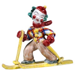 Goldscheider Vienna Art Déco Figure, Boy As A Skier, by Kurt Goebel c. 1933