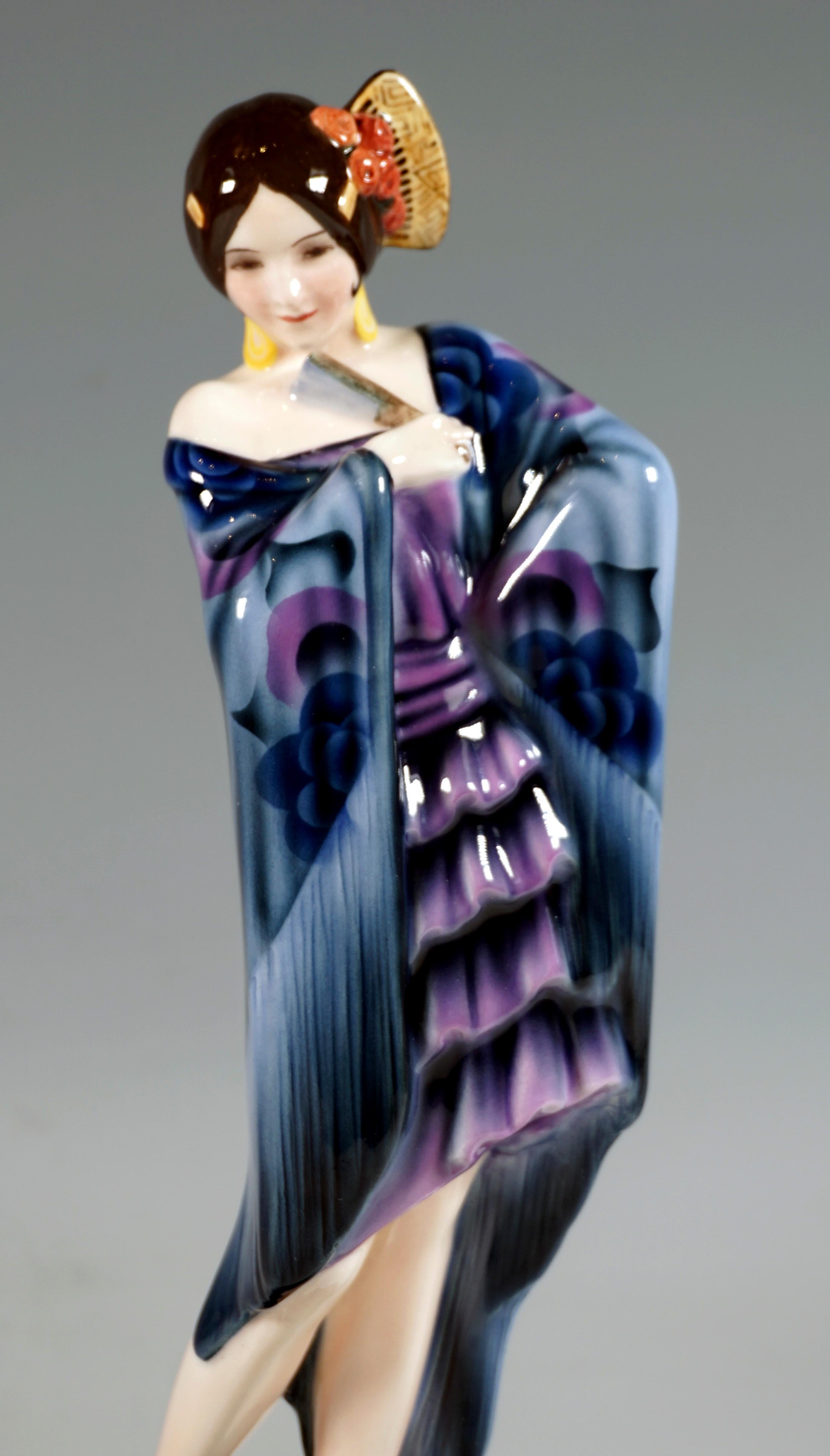 Hand-Crafted Goldscheider Vienna Art Déco Figure 'Carmen' by Josef Lorenzl, Around 1930