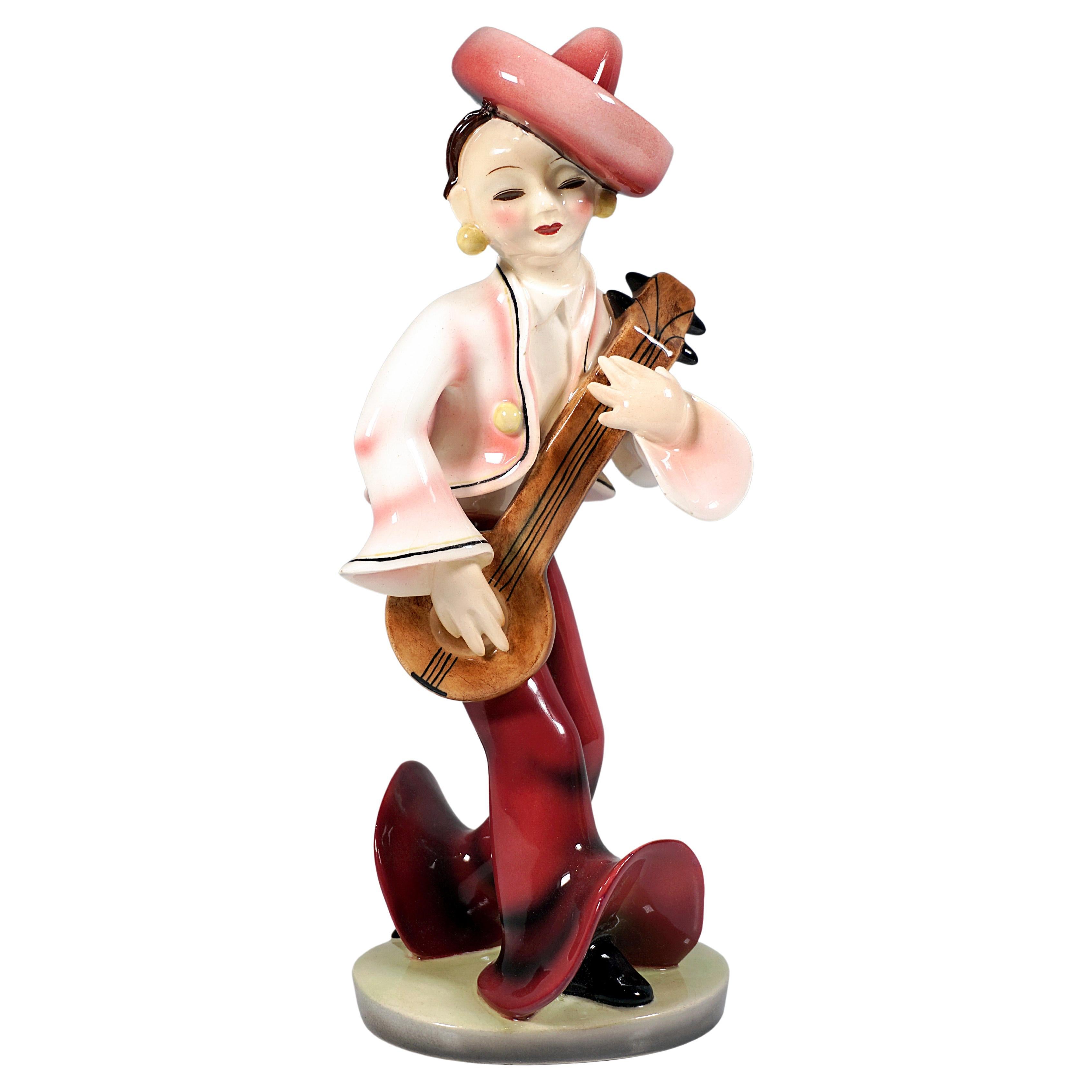 Goldscheider Vienna Art Déco Figure, Exotic Luteplayer, by Kurt Goebel, c. 1938