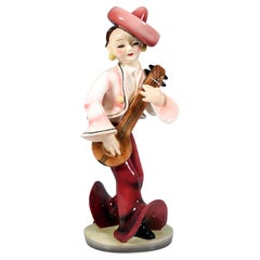 Vintage Goldscheider Vienna Art Déco Figure, Exotic Luteplayer, by Kurt Goebel, c. 1938