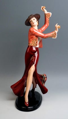 Goldscheider Vienna Art Deco Figure of a Spanish Lady Dancer by Josef Lorenzl