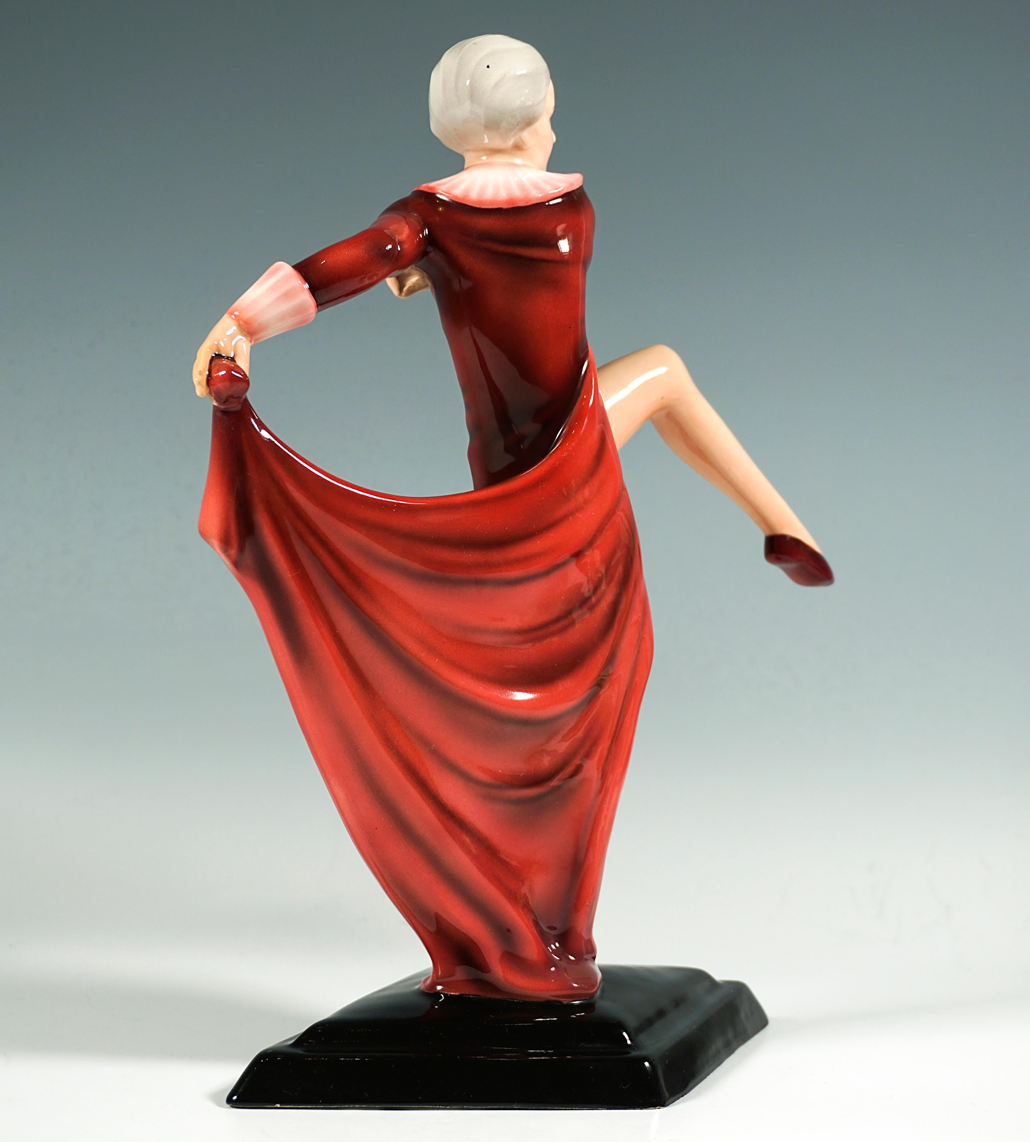 Autrichien Goldscheider Vienna Art Déco Figure Posing Dancer With Cloth, by Lorenzl c.1939 en vente