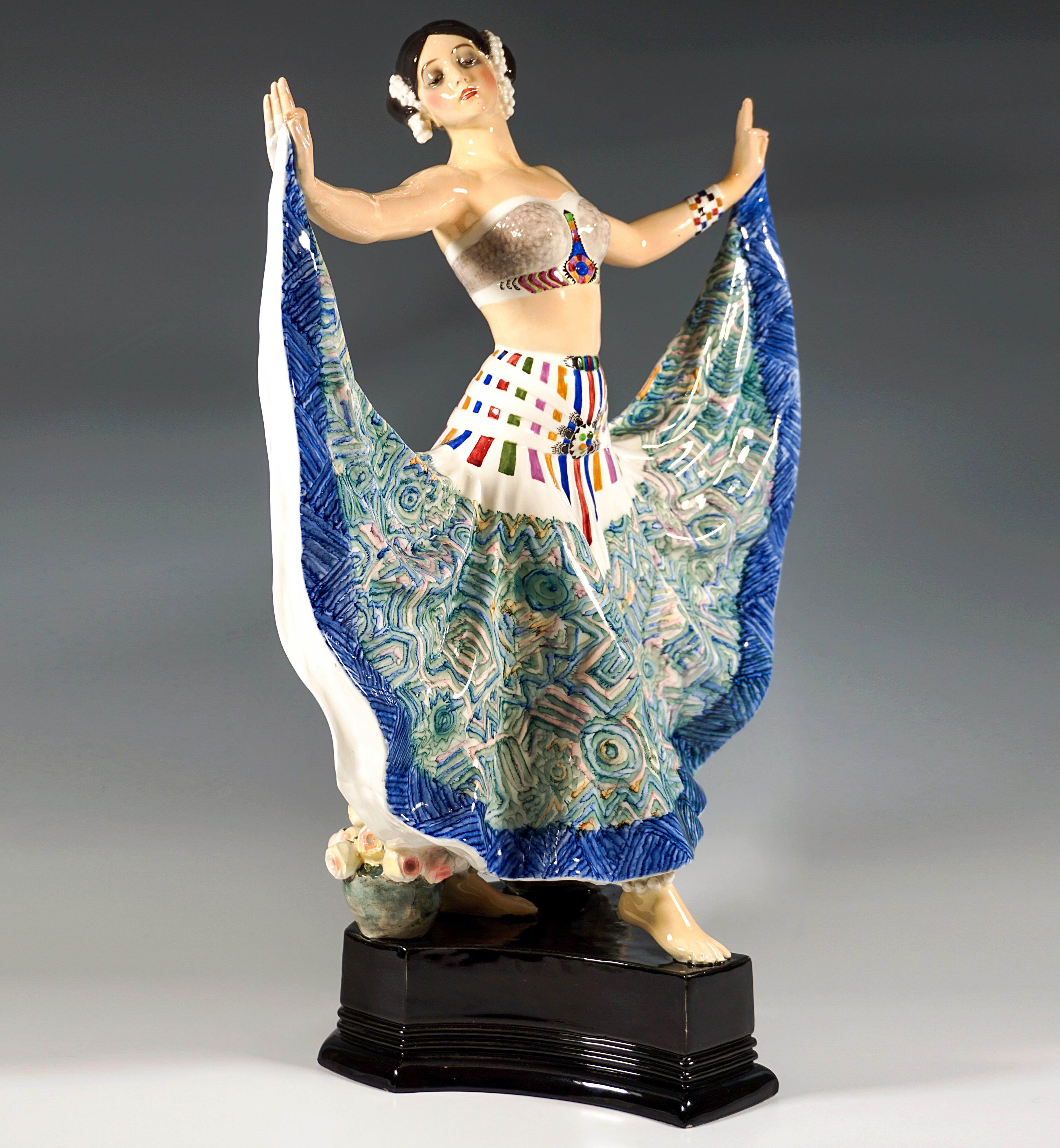 Art Deco Goldscheider Vienna Art Déco Figure, 'Ruth' Dancer in Oriental Costume, by Rosé For Sale