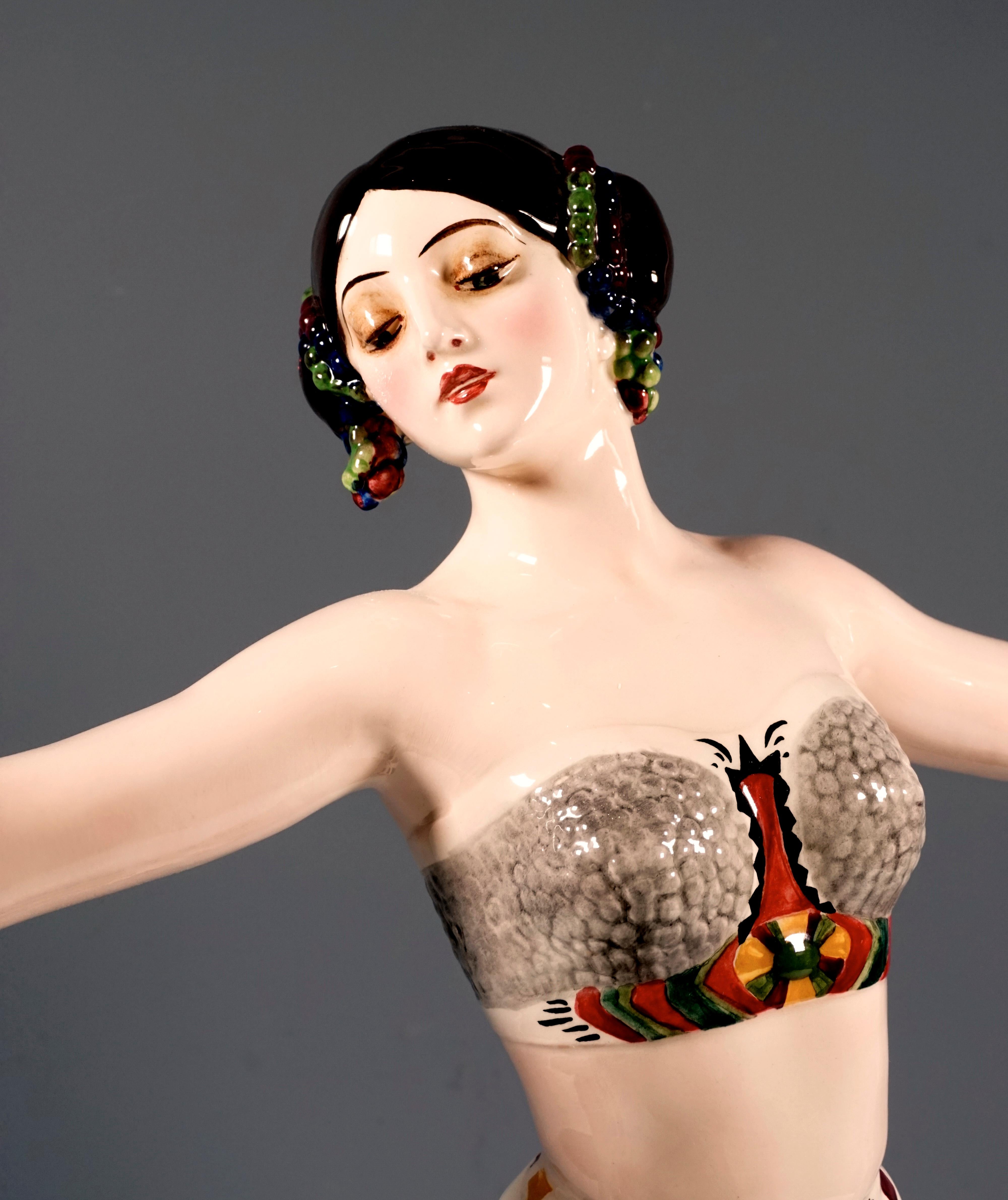 Hand-Crafted Goldscheider Vienna Art Deco Figure, 'Ruth' Dancer in Oriental Costume by Rosé