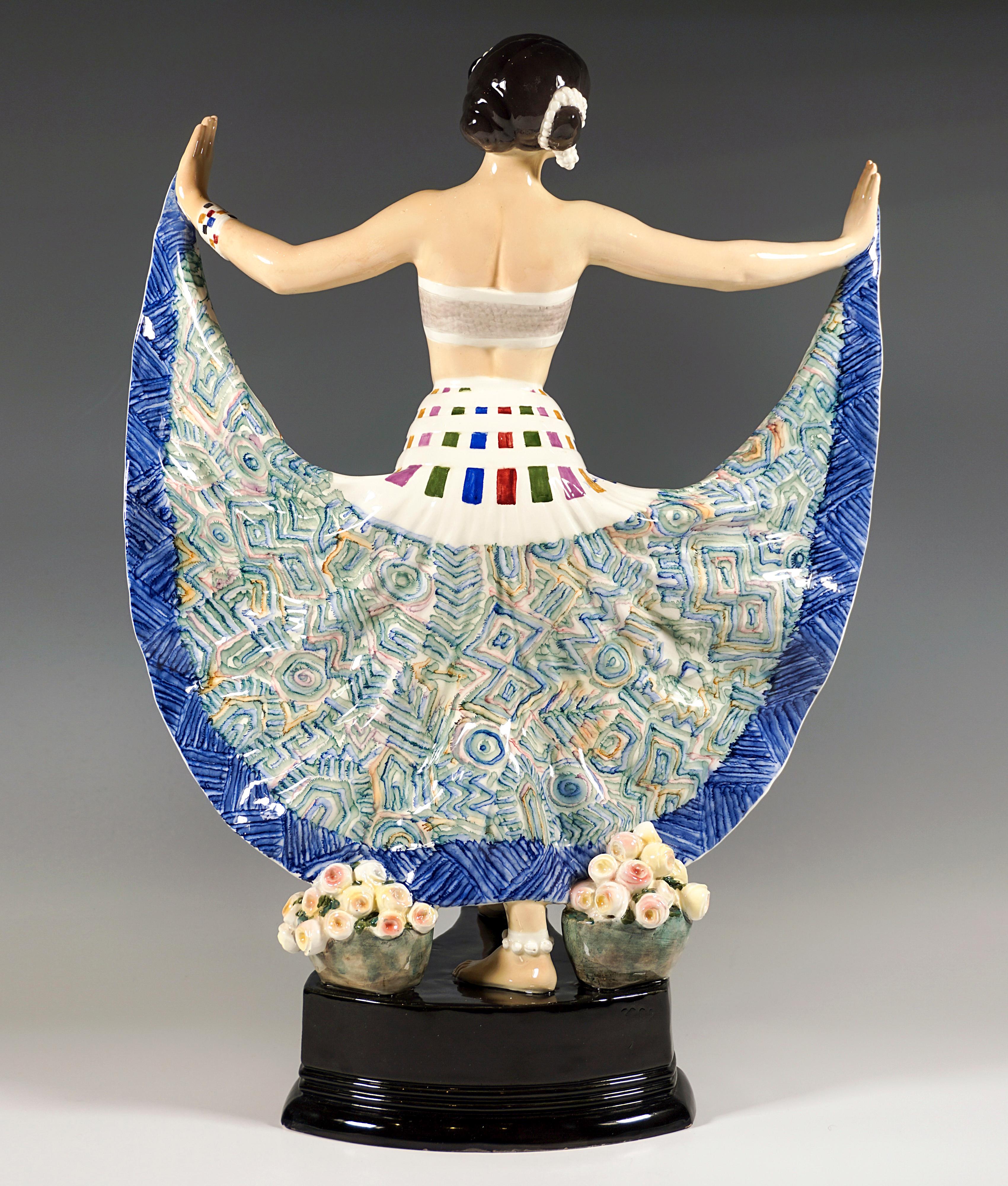 Hand-Crafted Goldscheider Vienna Art Déco Figure, 'Ruth' Dancer in Oriental Costume, by Rosé For Sale