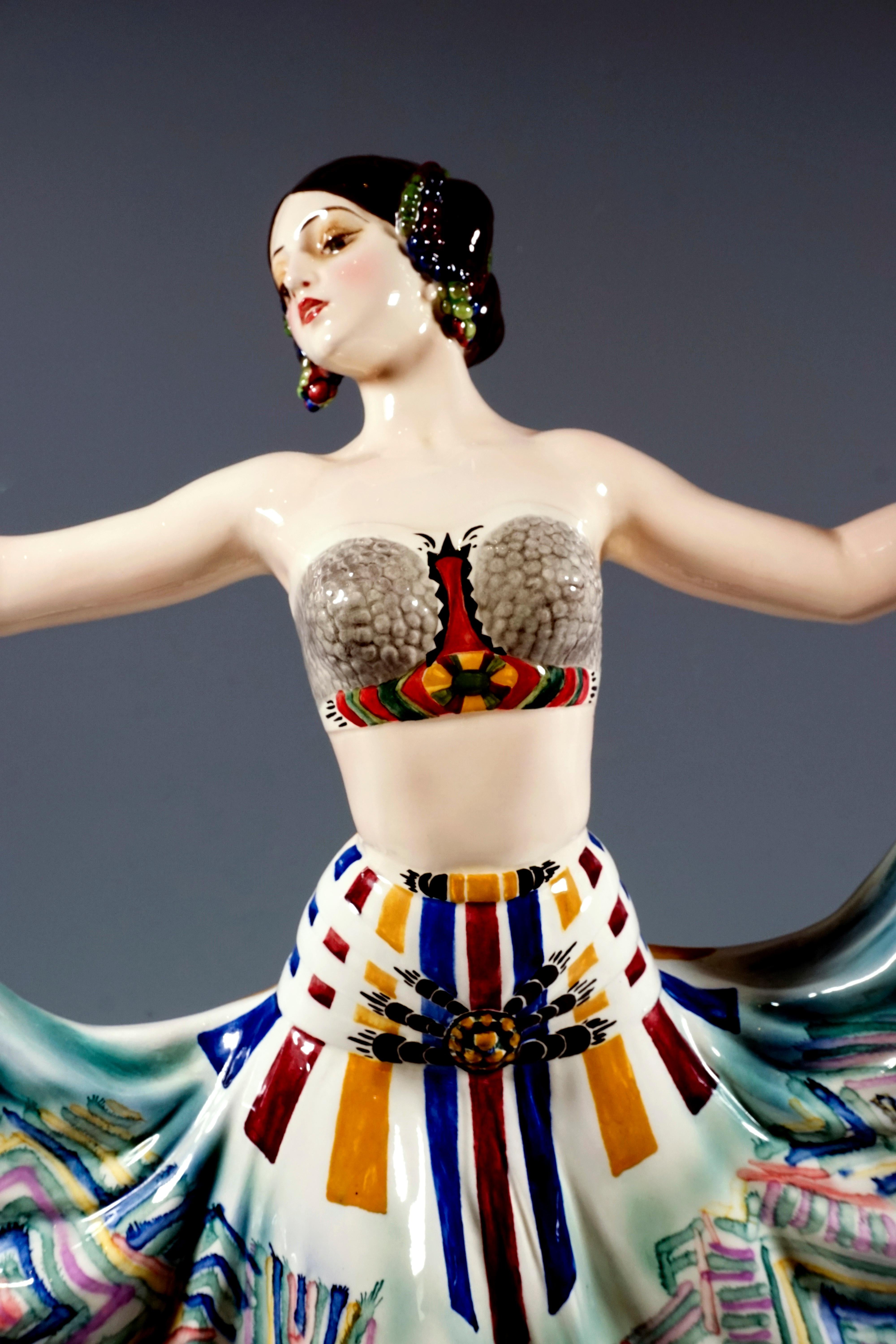 Early 20th Century Goldscheider Vienna Art Deco Figure, 'Ruth' Dancer in Oriental Costume by Rosé