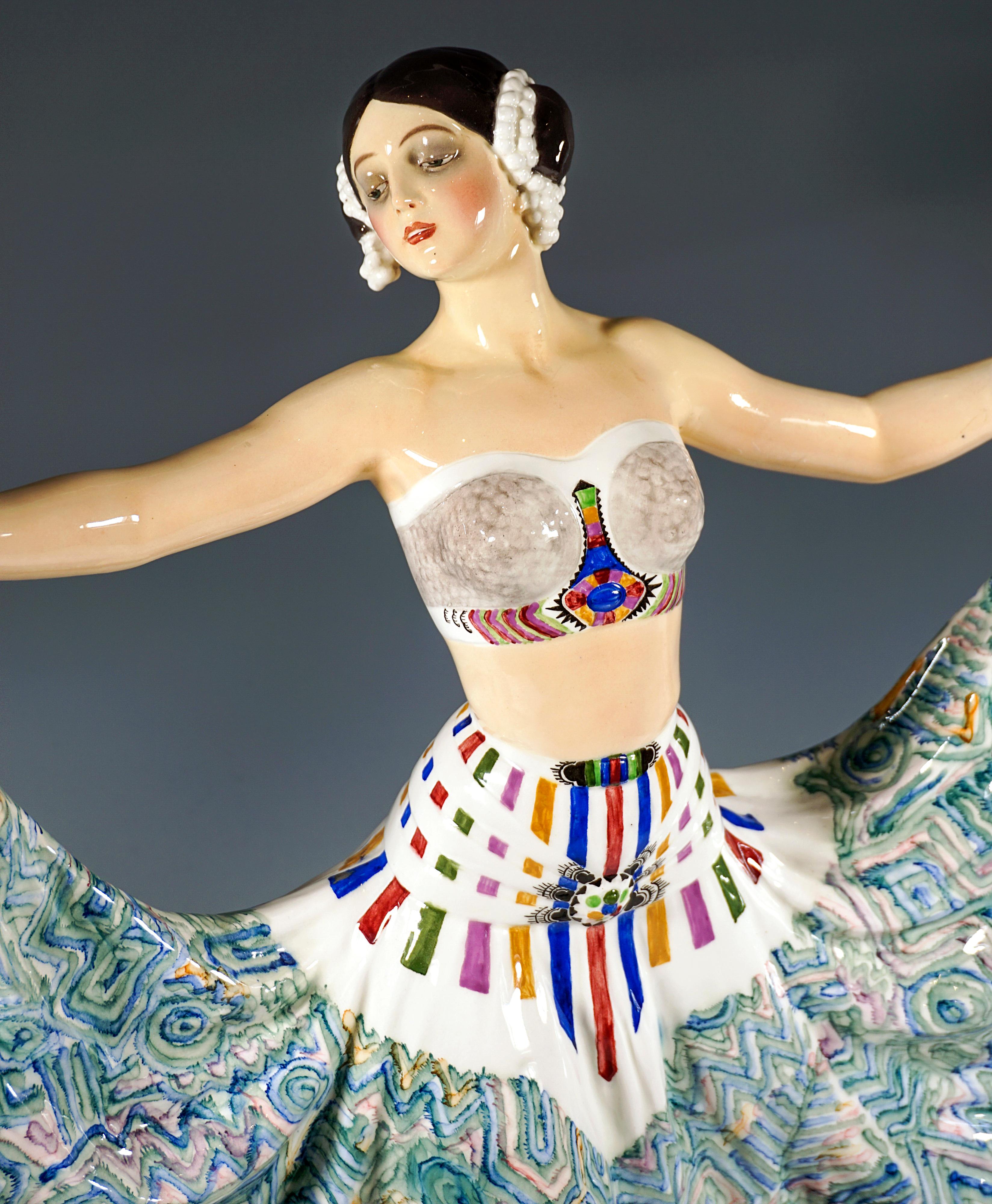 Early 20th Century Goldscheider Vienna Art Déco Figure, 'Ruth' Dancer in Oriental Costume, by Rosé For Sale