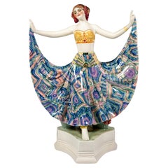 Antique Goldscheider Vienna Art Déco Figure 'Ruth' Dancer In Oriental Costume, by Rosé