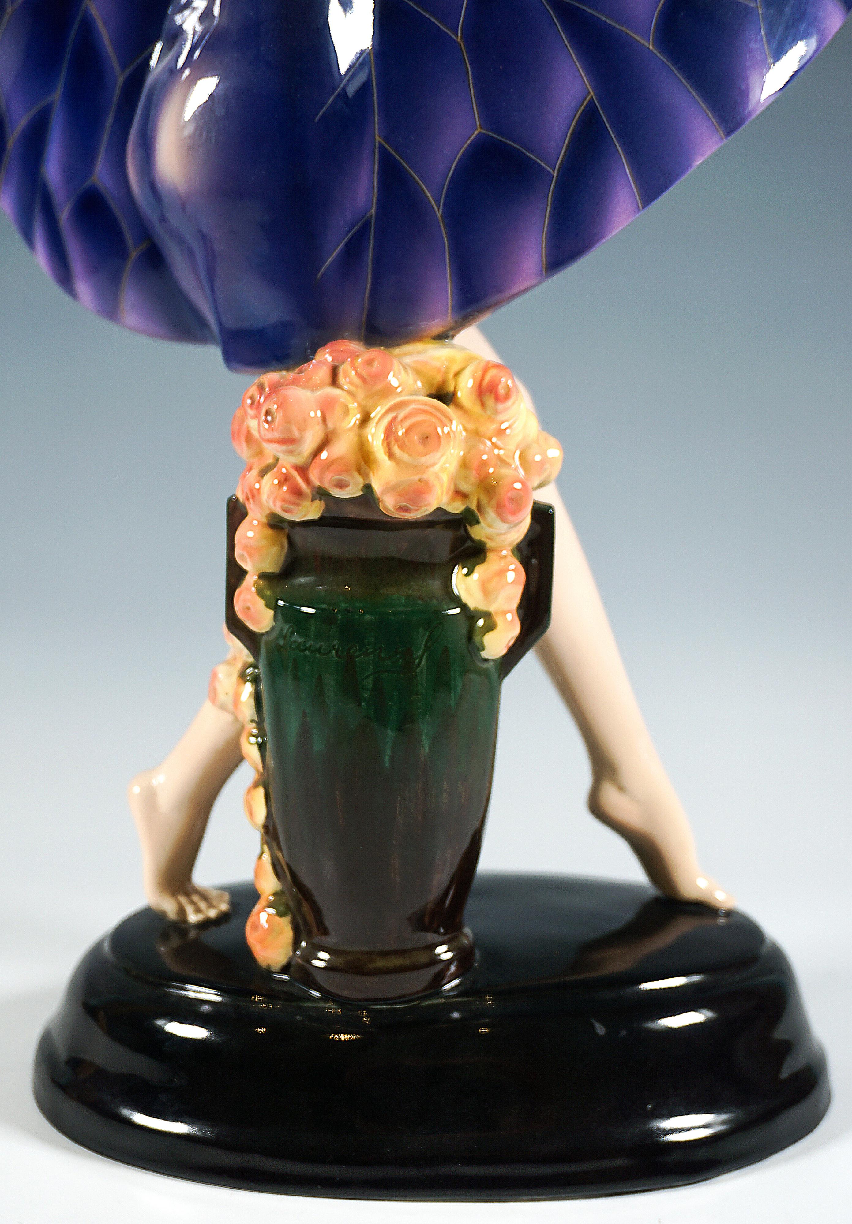 Ceramic Goldscheider Vienna Art Déco Figure 'The Captured Bird', by J. Lorenzl, ca. 1925