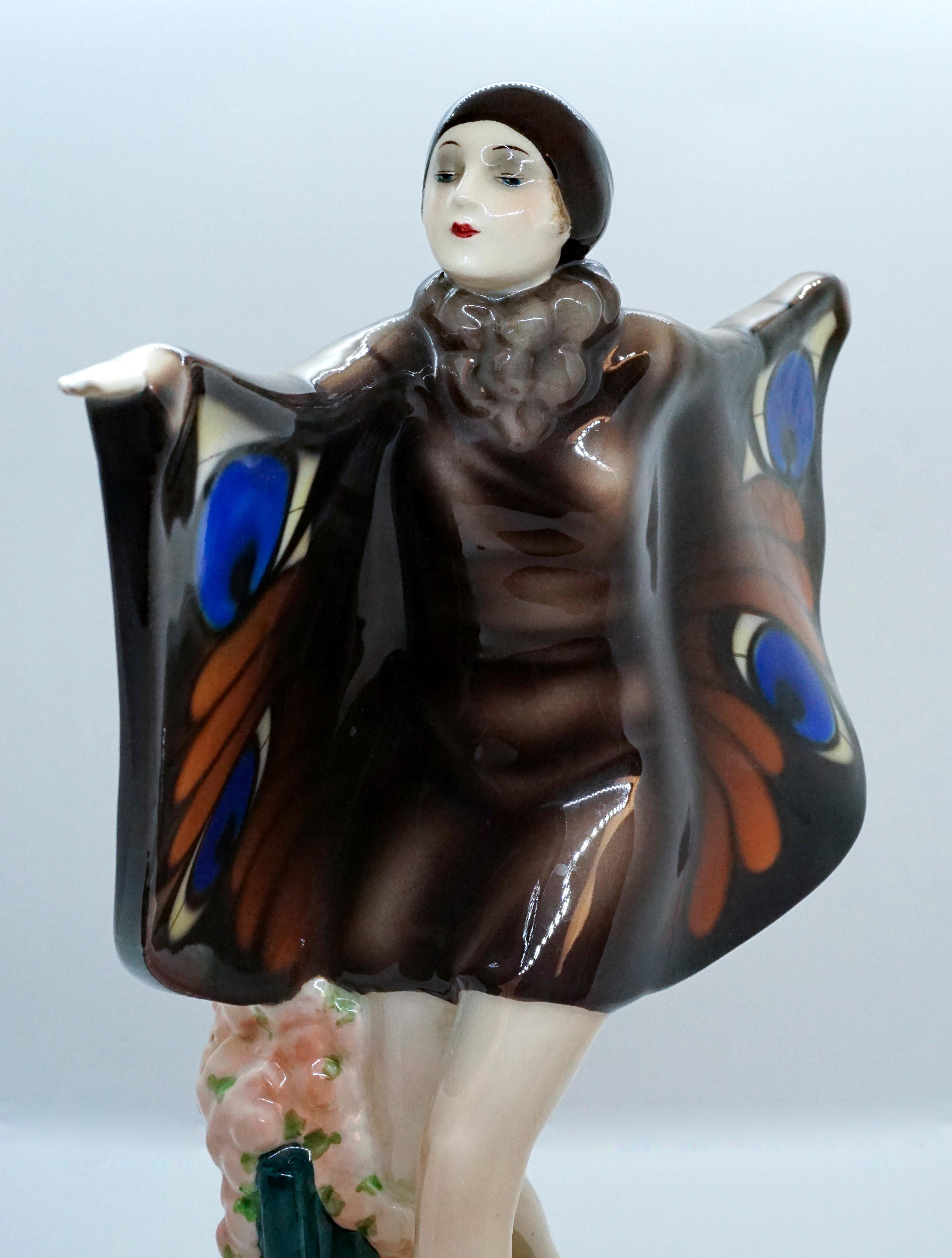 Art Deco Goldscheider Vienna Art-Déco Figure 'The Captured Bird' Josef Lorenzl