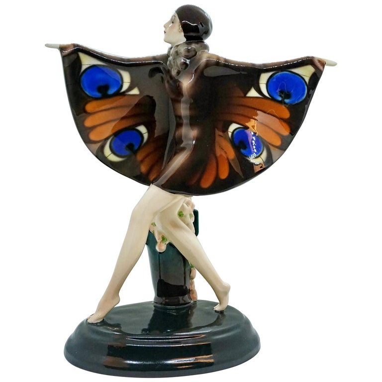 Goldscheider Vienna Art-Déco Figure 'The Captured Bird' Josef Lorenzl For Sale at 1stdibs