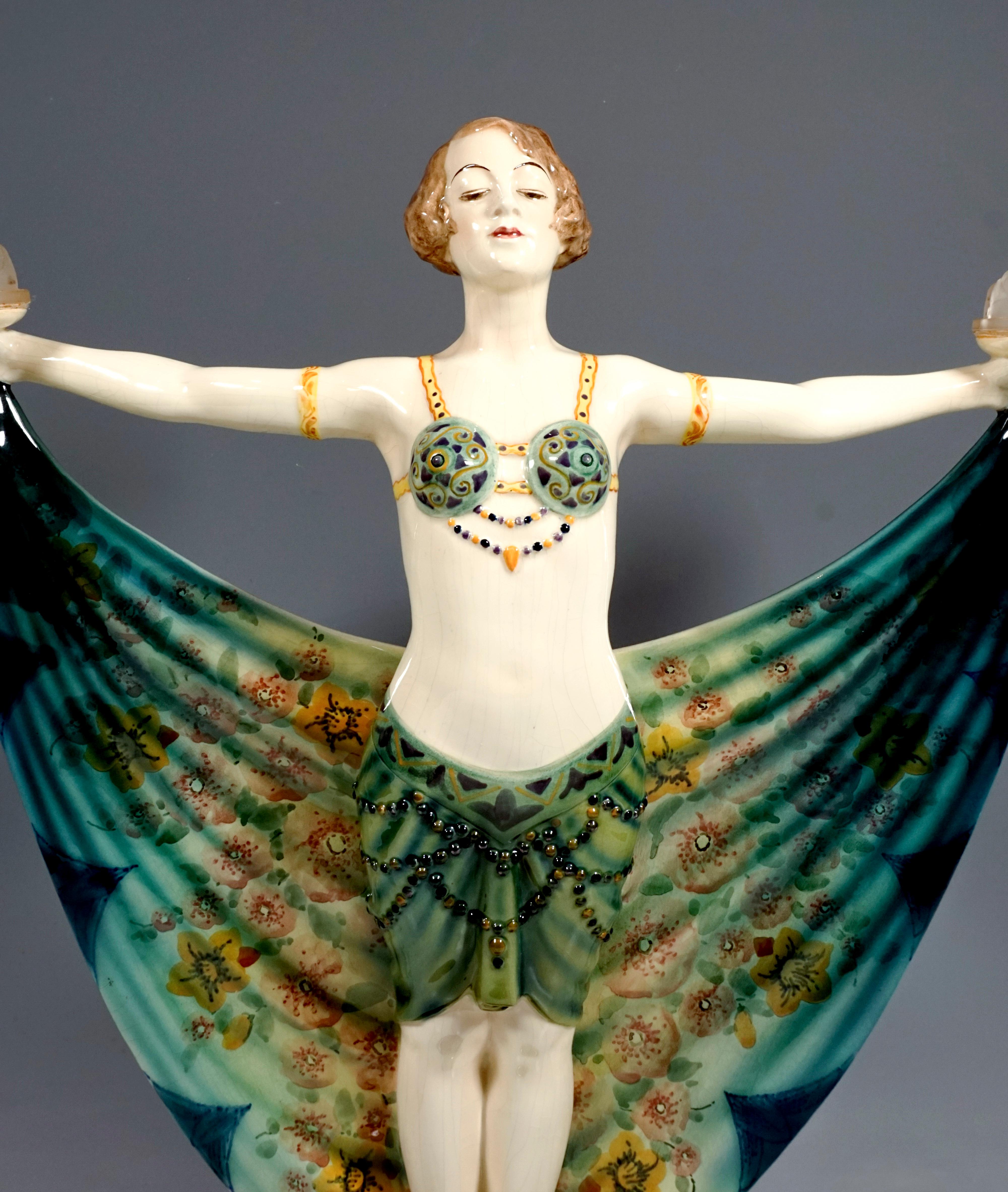 Early 20th Century Goldscheider Vienna Art Deco Figure with Lighting 'Harem Dance' by Lorenzl, 1925