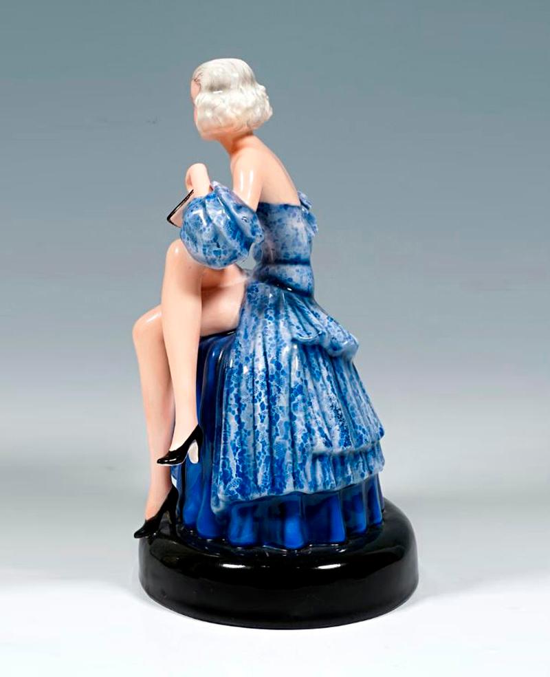 Mid-20th Century Goldscheider Vienna Art Deco Figurine 'Ball Break' by Claire Weiss, ca 1938 For Sale