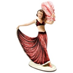 Vintage Goldscheider Vienna Art Deco Figurine 'Fan Dance' by Josef Lorenzl, circa 1938