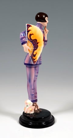 Goldscheider Wiener Art déco-Figur „Fan Lady“, von Josef Lorenzl, ca. 1930