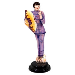 Goldscheider Vienna Art Deco Figurine 
Fan Lady
, by Josef Lorenzl, ca 1930