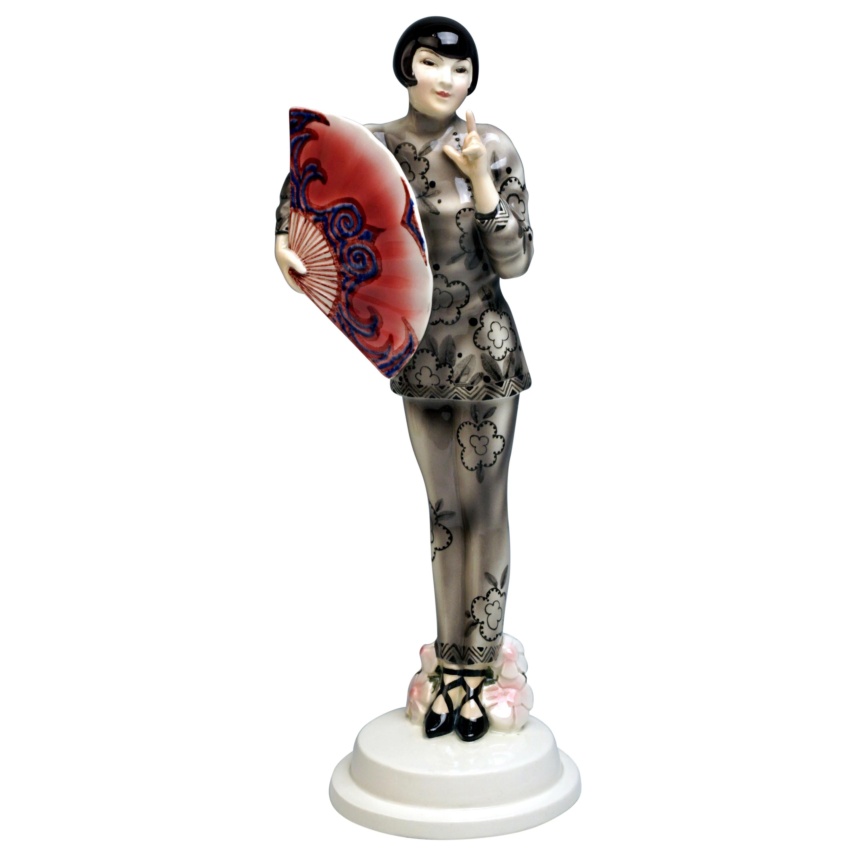 Goldscheider Vienna Art Deco Figurine 'Fan Lady' by Josef Lorenzl, circa 1929