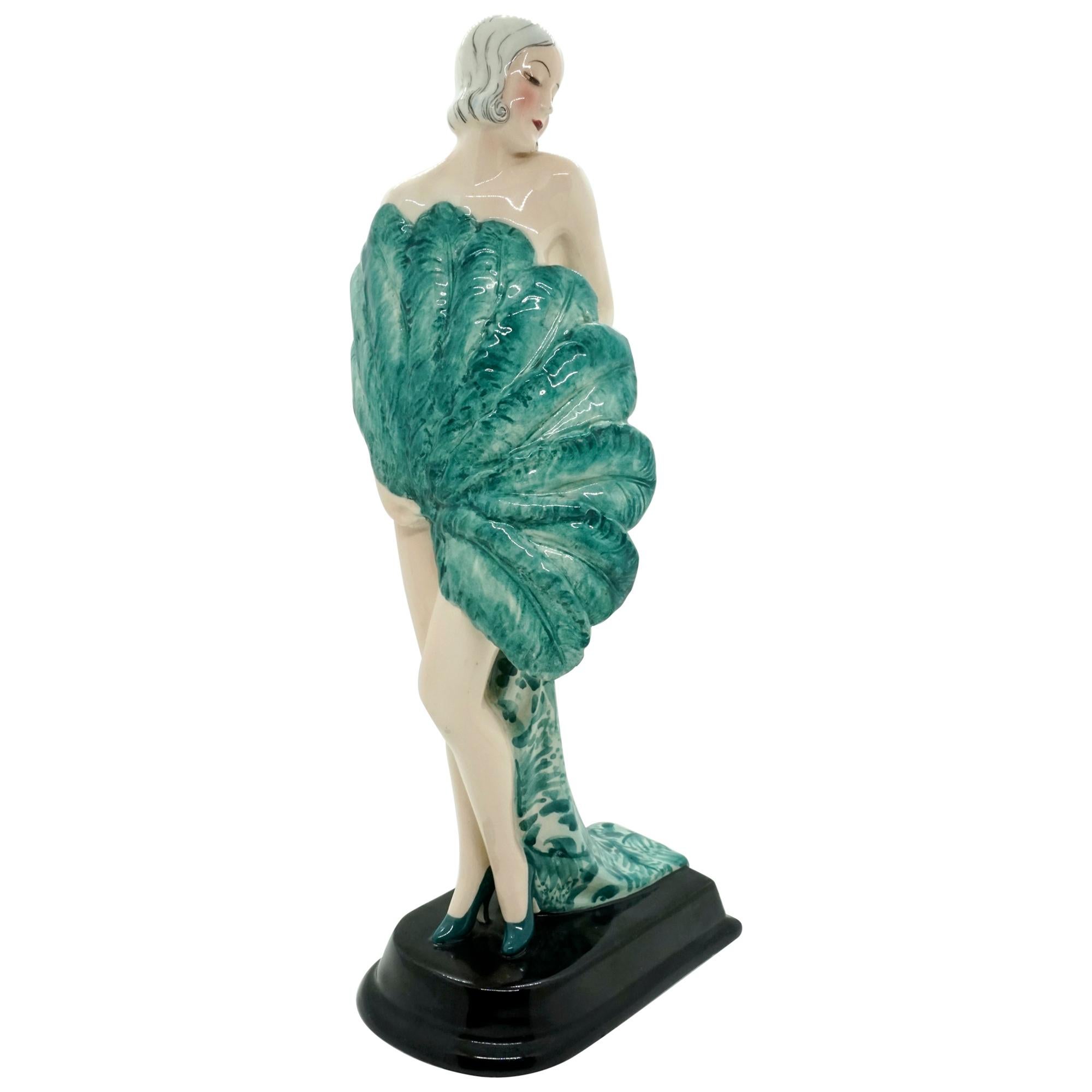 Goldscheider Vienna Art Deco Figurine 'Fan Lady' by Stephan Dakon, circa 1930