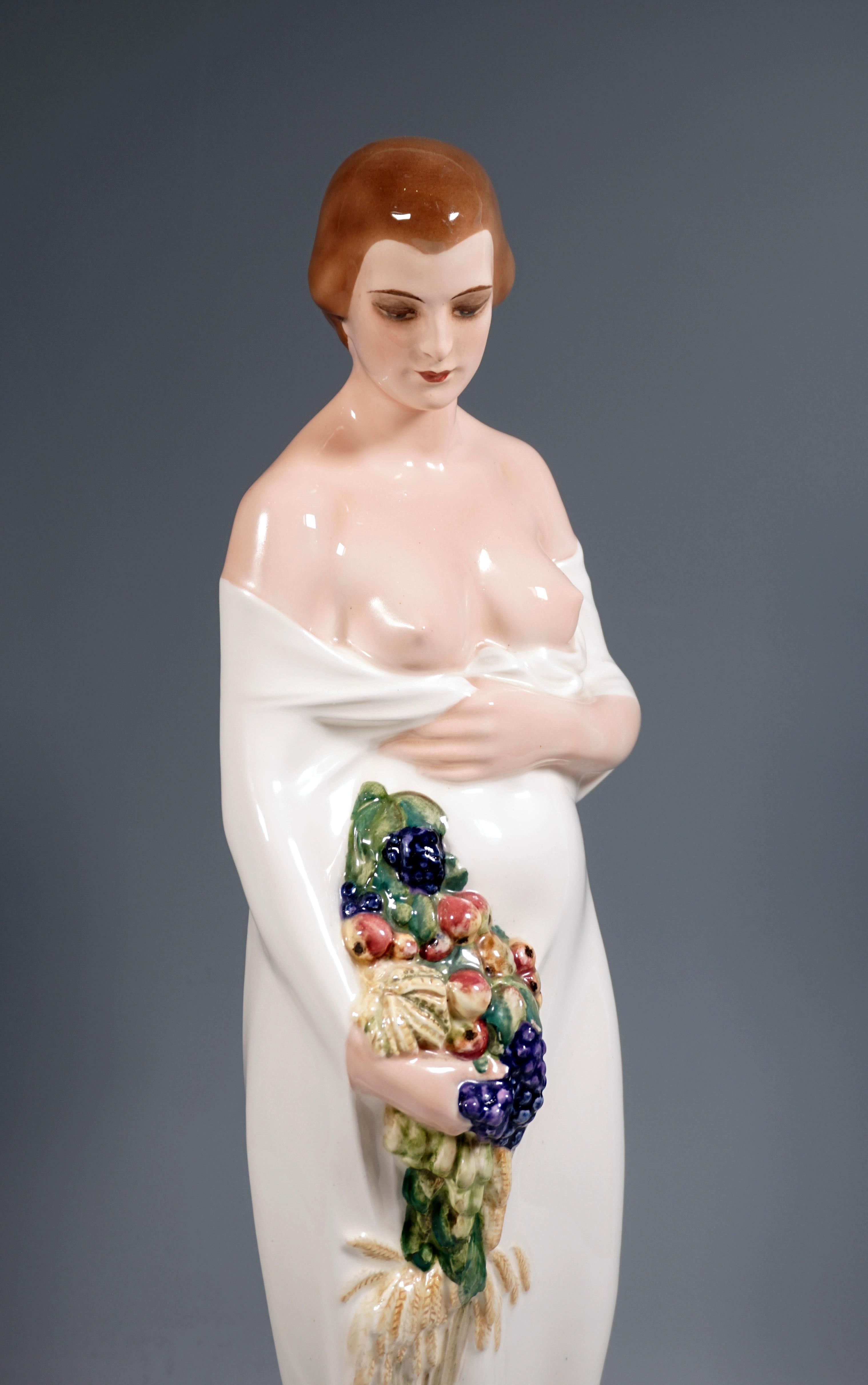 Early 20th Century Goldscheider Vienna Art Deco Figurine, Goddess of Fertiliy, by Karl Perl, C 1922