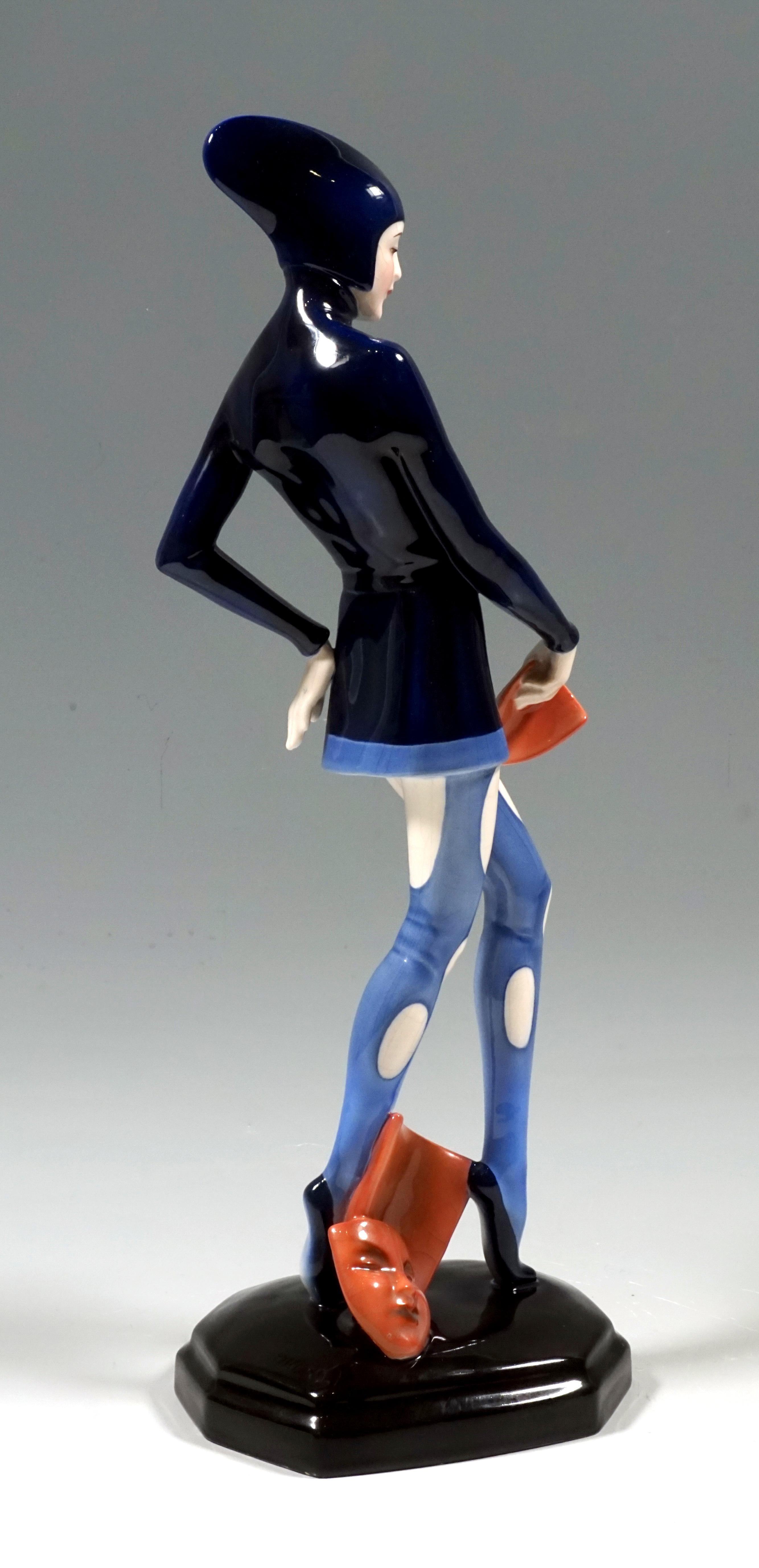 Austrian Goldscheider Vienna Art Deco Figurine 'Mask Dance' by Stephan Dakon, circa 1930