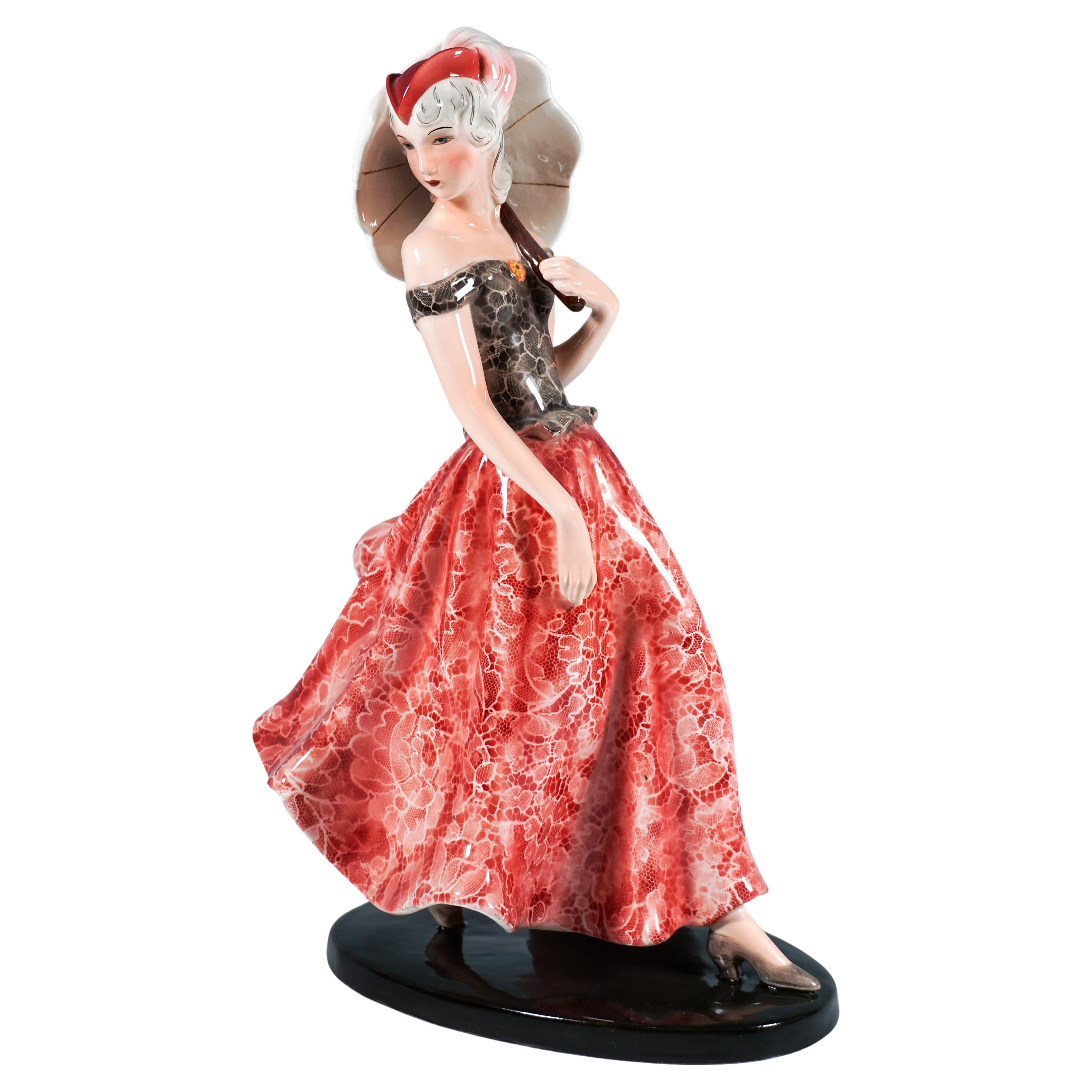 Goldscheider Wien Art Déco Figur 'Parisienne', von Claire Weiss, ca. 1939