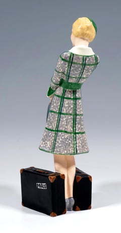 Goldscheider Vienna Art Deco Figurine 'Traveler', by Josef Lorenzl, ca 1935