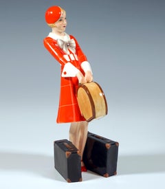Goldscheider Wiener Art-Déco-Figur „ Traveler“, von Josef Lorenzl, ca. 1935