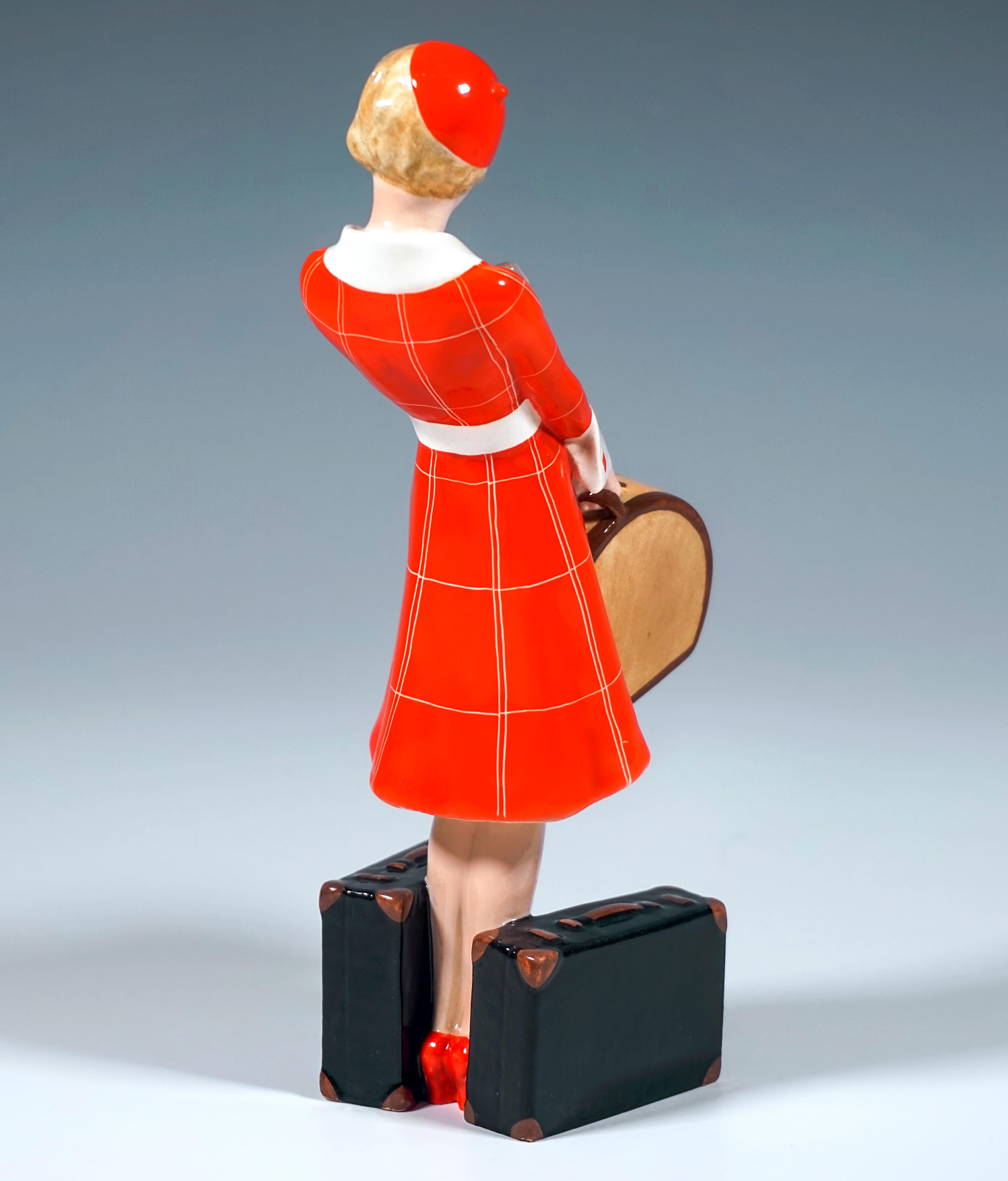 Art Déco Figurina Goldscheider Vienna Art Deco 'Viaggiatore', di Josef Lorenzl, 1935 ca. in vendita