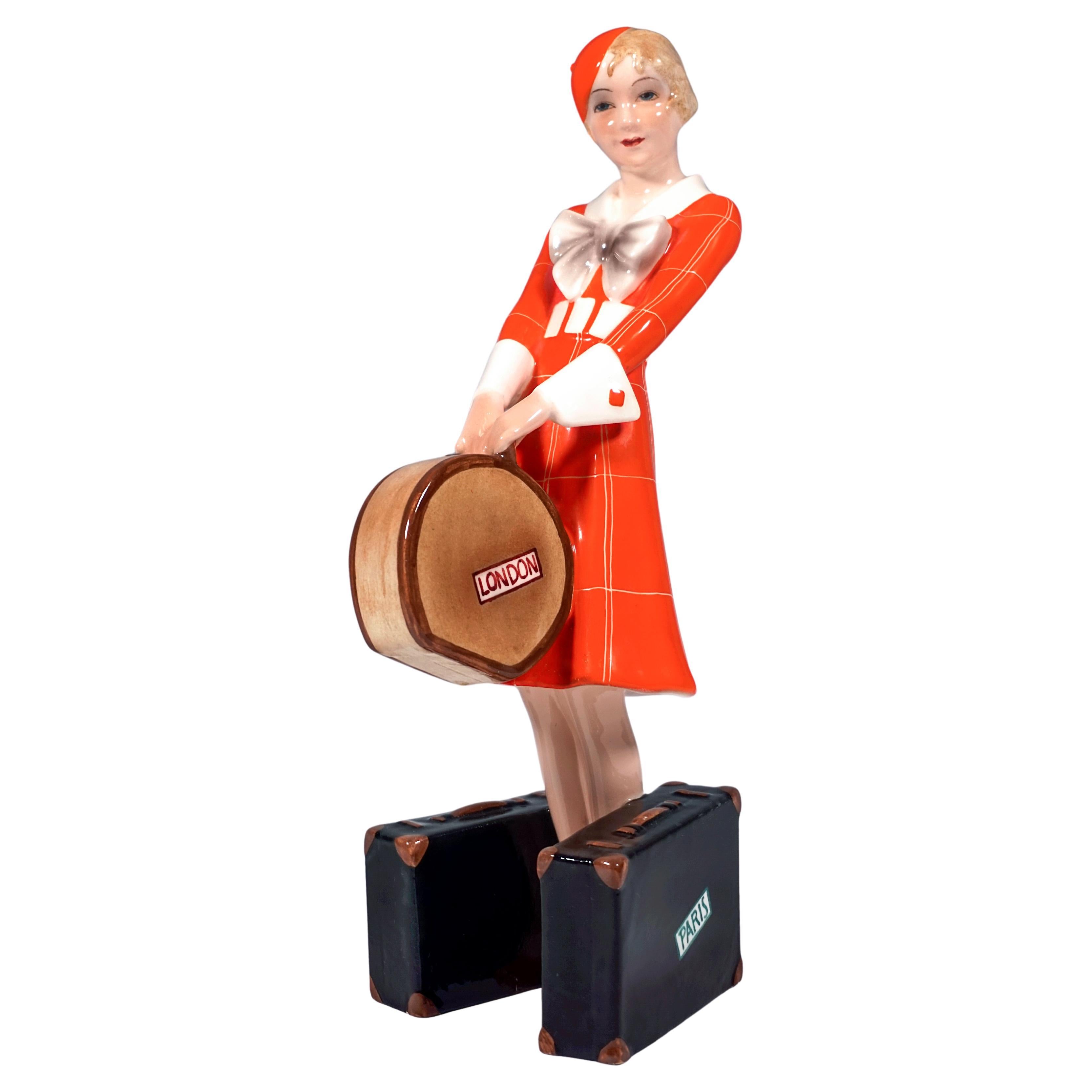 Figurina Goldscheider Vienna Art Deco 'Viaggiatore', di Josef Lorenzl, 1935 ca.