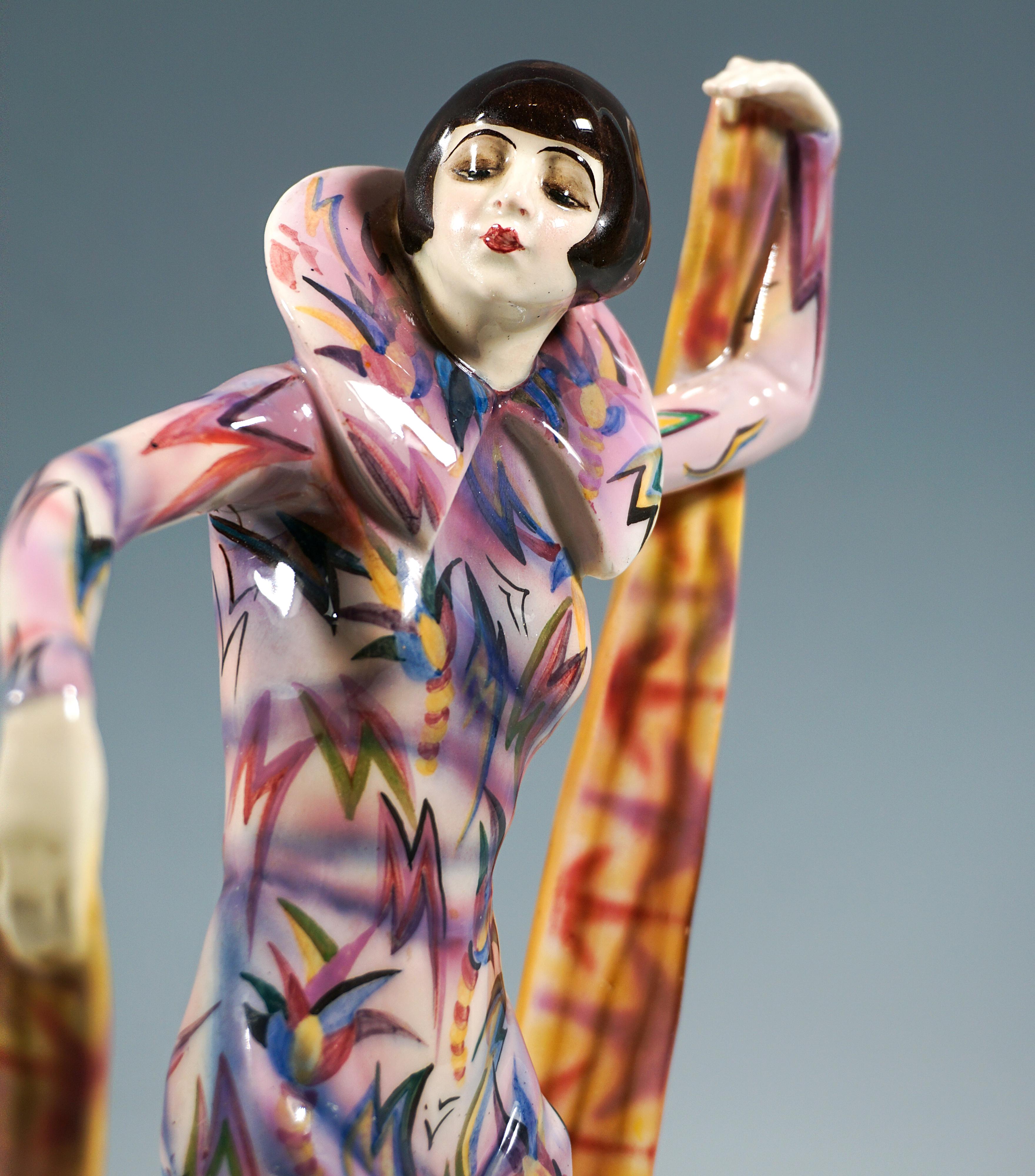 Goldscheider Wien Art Déco Figur 'Schleiertanz', von Stephan Dakon, CIRCA 1926 (Gemalt) im Angebot