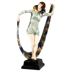 Goldscheider Vienna Art Déco Figurine 'Veil Dance', par Stephan Dakon, Circa 1926