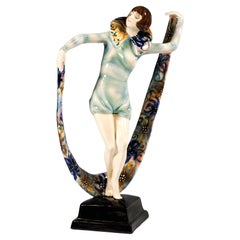 Goldscheider Vienna Art Déco Figurine 'Veil Dance', by Stephan Dakon, Circa 1926