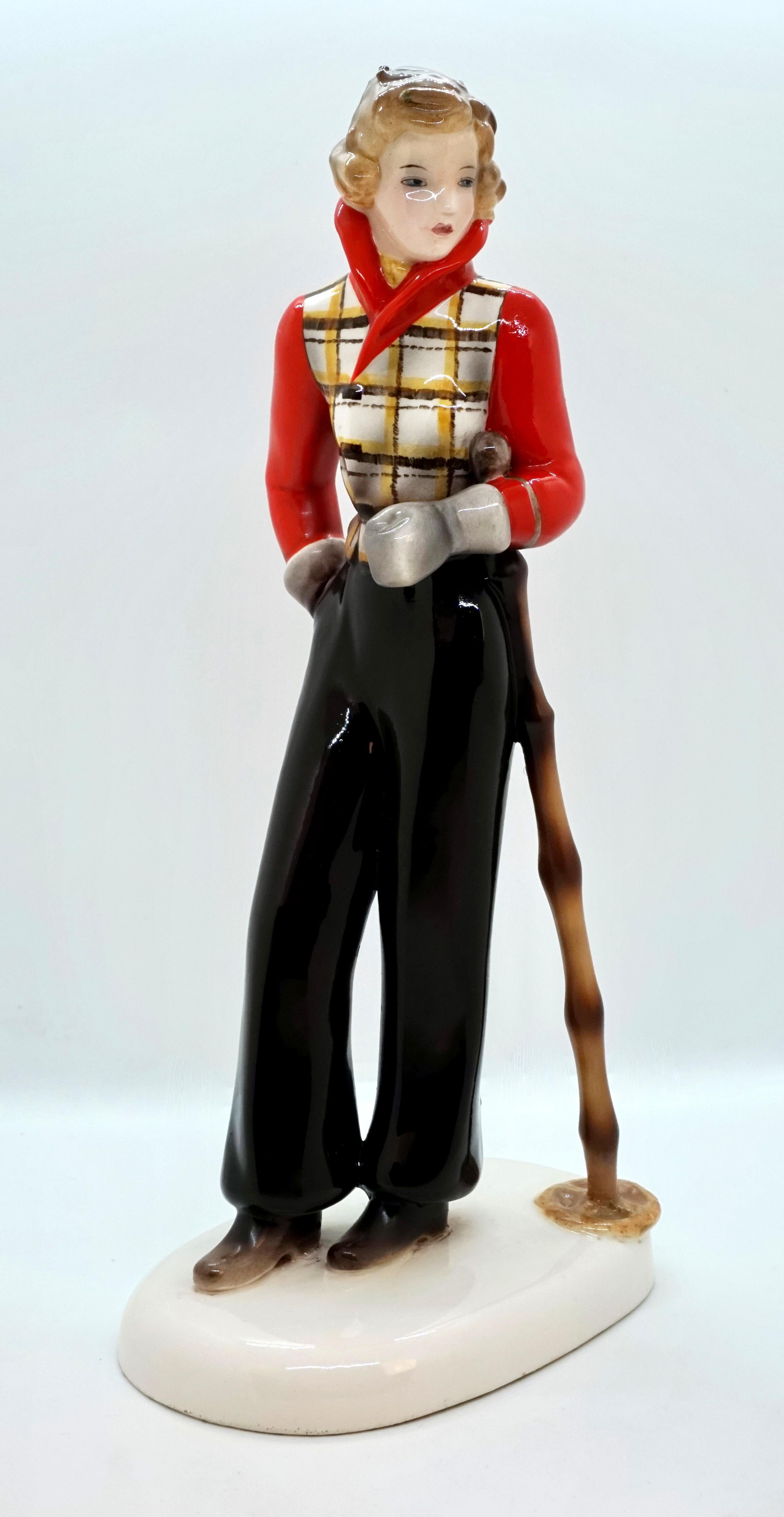 Elegant Goldscheider Figurine of the 1930s

Designed by Stephan Dakon (1904 - 1992), one of the most important designers who worked for the Goldscheider manufactory from 1924 until the mid-fifties.
Dakon designed this model circa 1935.

Made