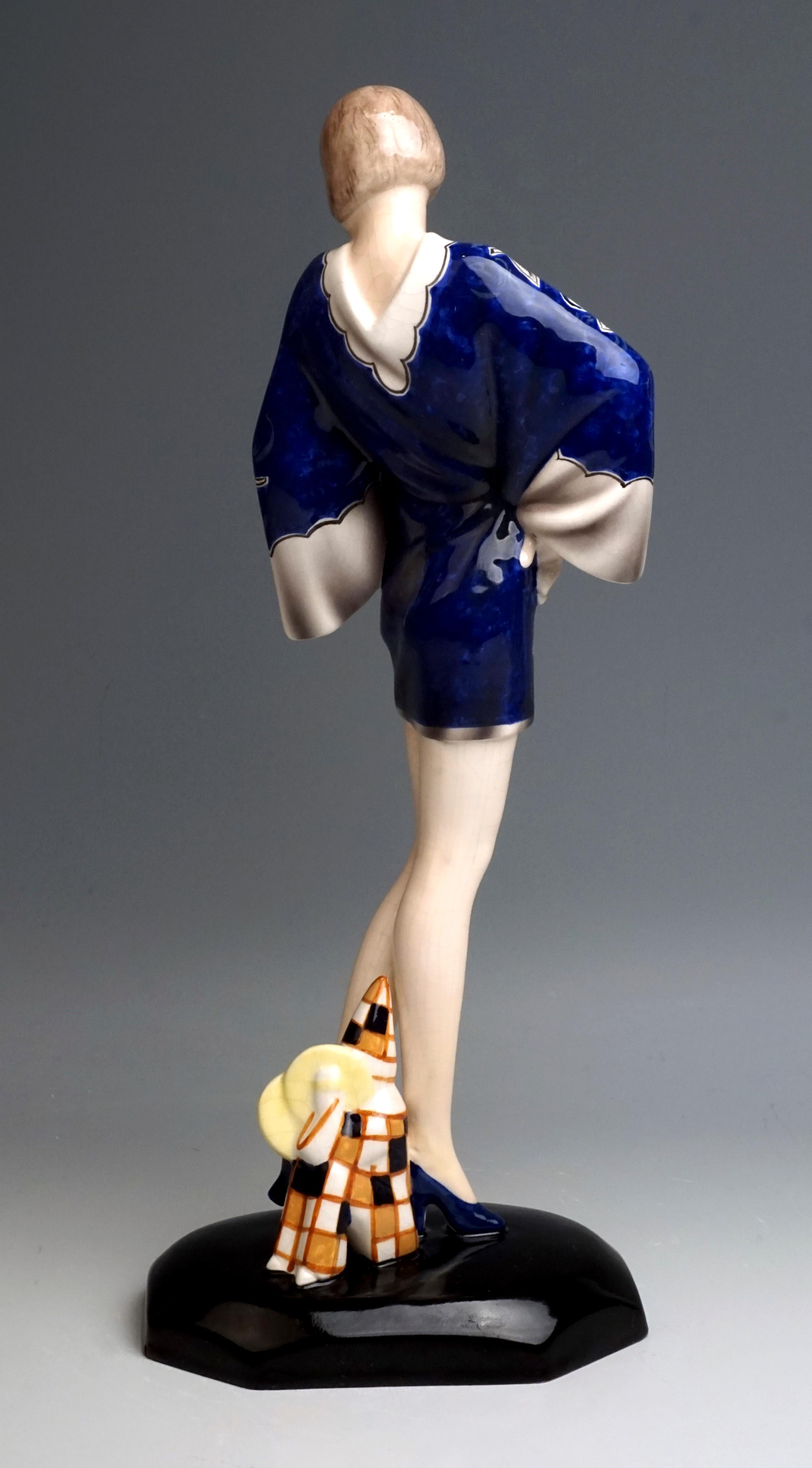 Austrian Goldscheider Vienna Figure 'Cimono' Young Lady in Kimono by Stephan Dakon, 1930