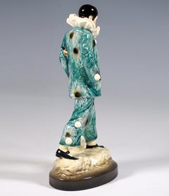 Goldscheider Vienna Figure, Harlequin with Umbrella, by B. Haniroff, circa 1922