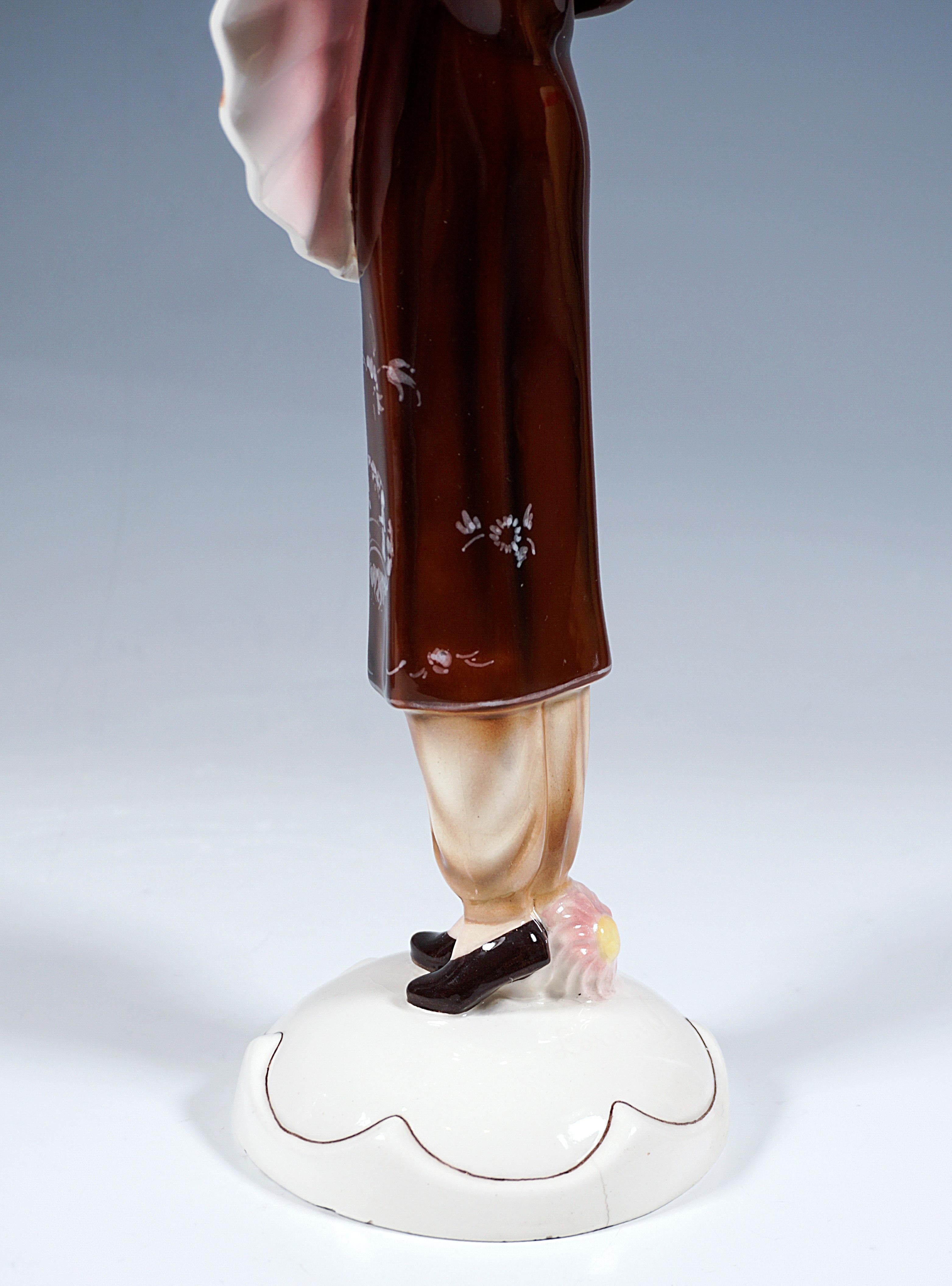 Ceramic Goldscheider Vienna Figurine, Lady in Japanese Costume, by Josef Lorenzl, C1931 For Sale