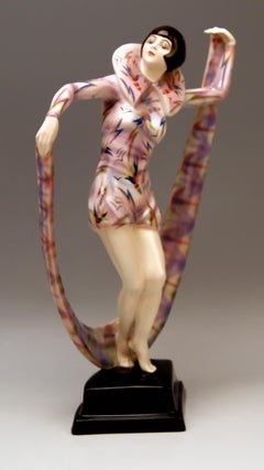 Goldscheider Vienna Figurine Veil Dance Model 5570 by Stephan Dakon, circa 1926
