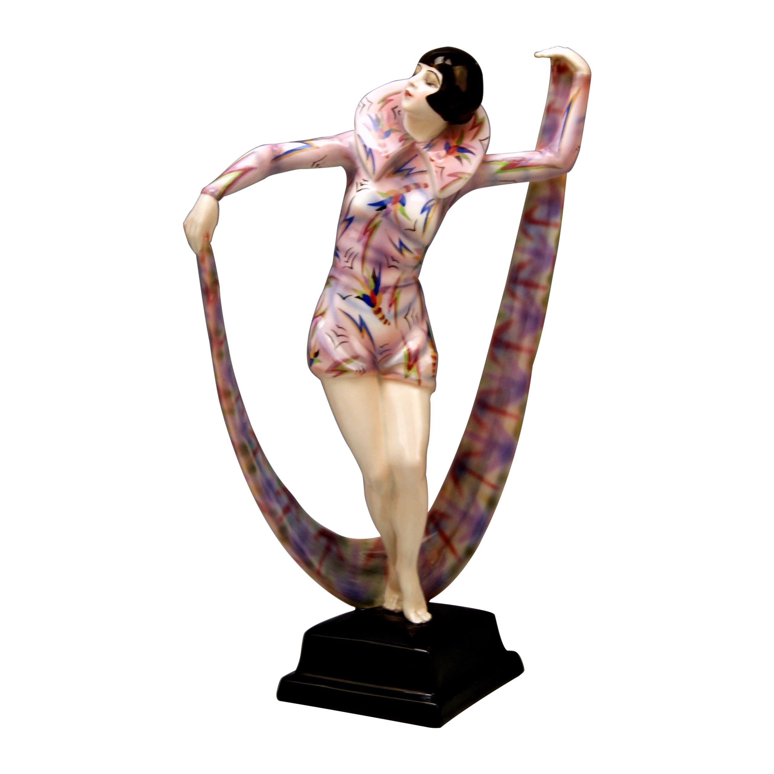 Goldscheider Vienna Figurine Veil Dance Model 5570 by Stephan Dakon, circa 1926 For Sale