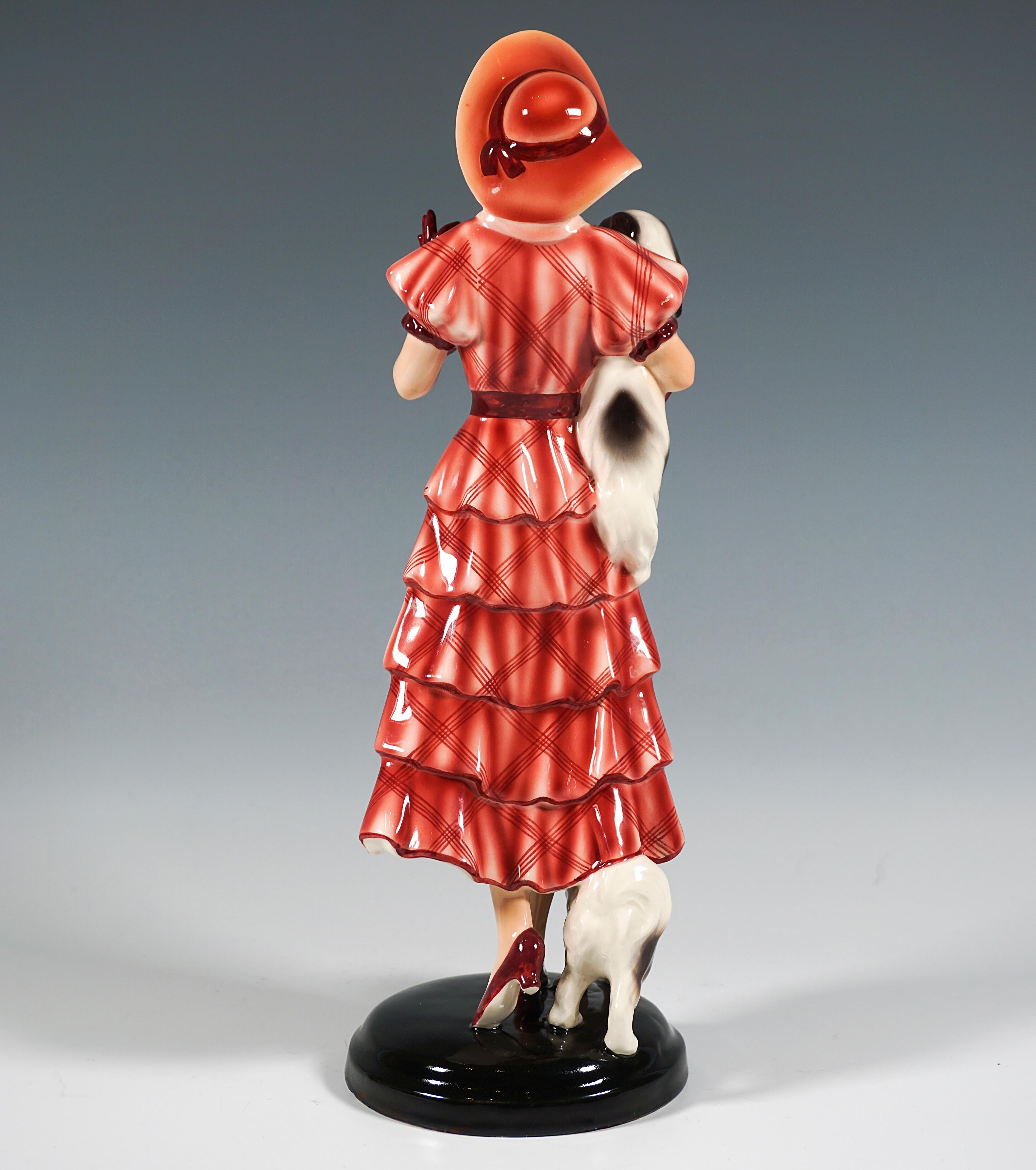 Art Deco Goldscheider Vienna Group 'Jealousy' Lady With Two Pekinese Dogs, ca. 1935 For Sale