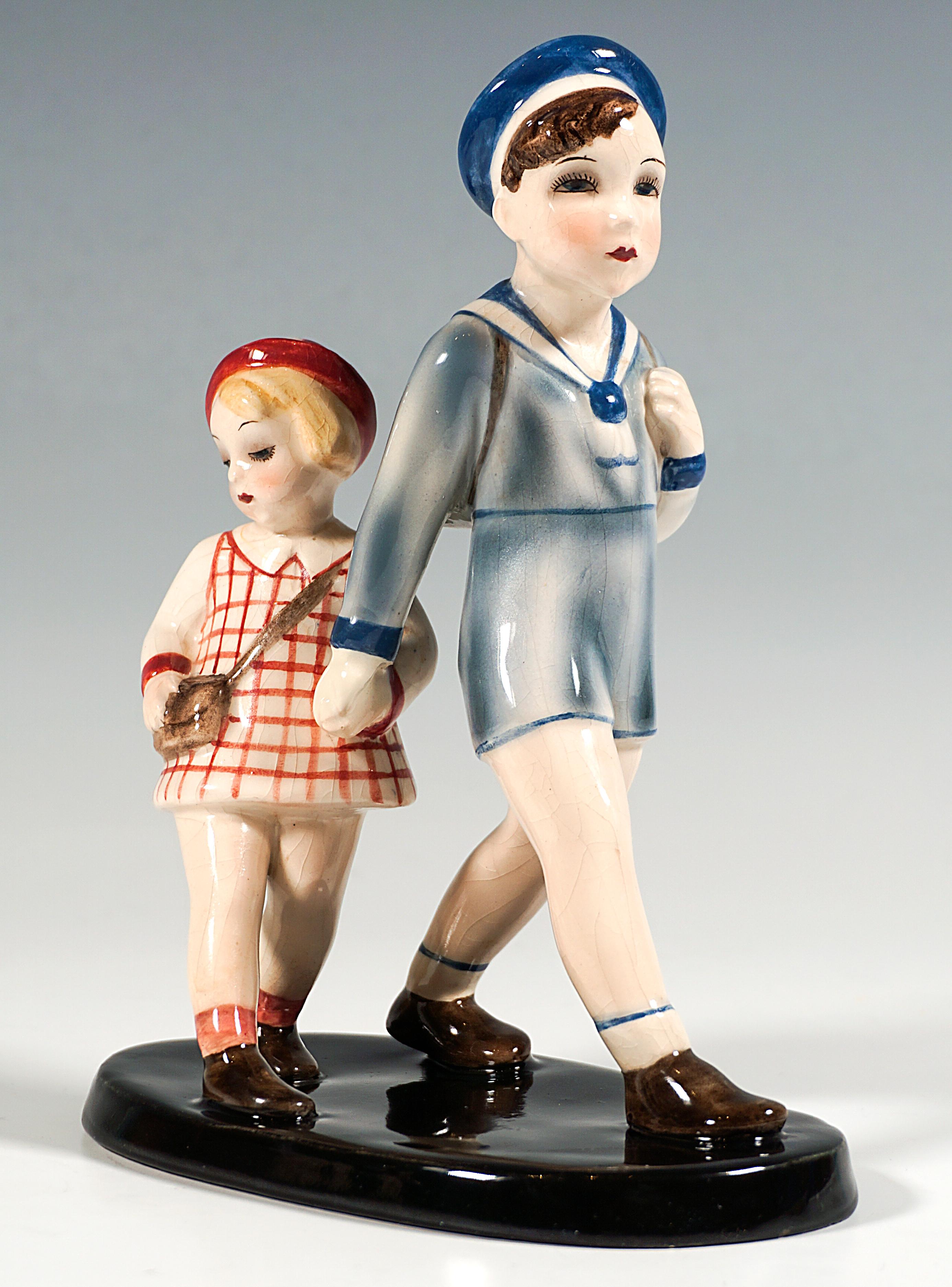 Grupo Goldscheider de Viena, Escolares, por Claire Weiss, hacia 1934 Austríaco en venta