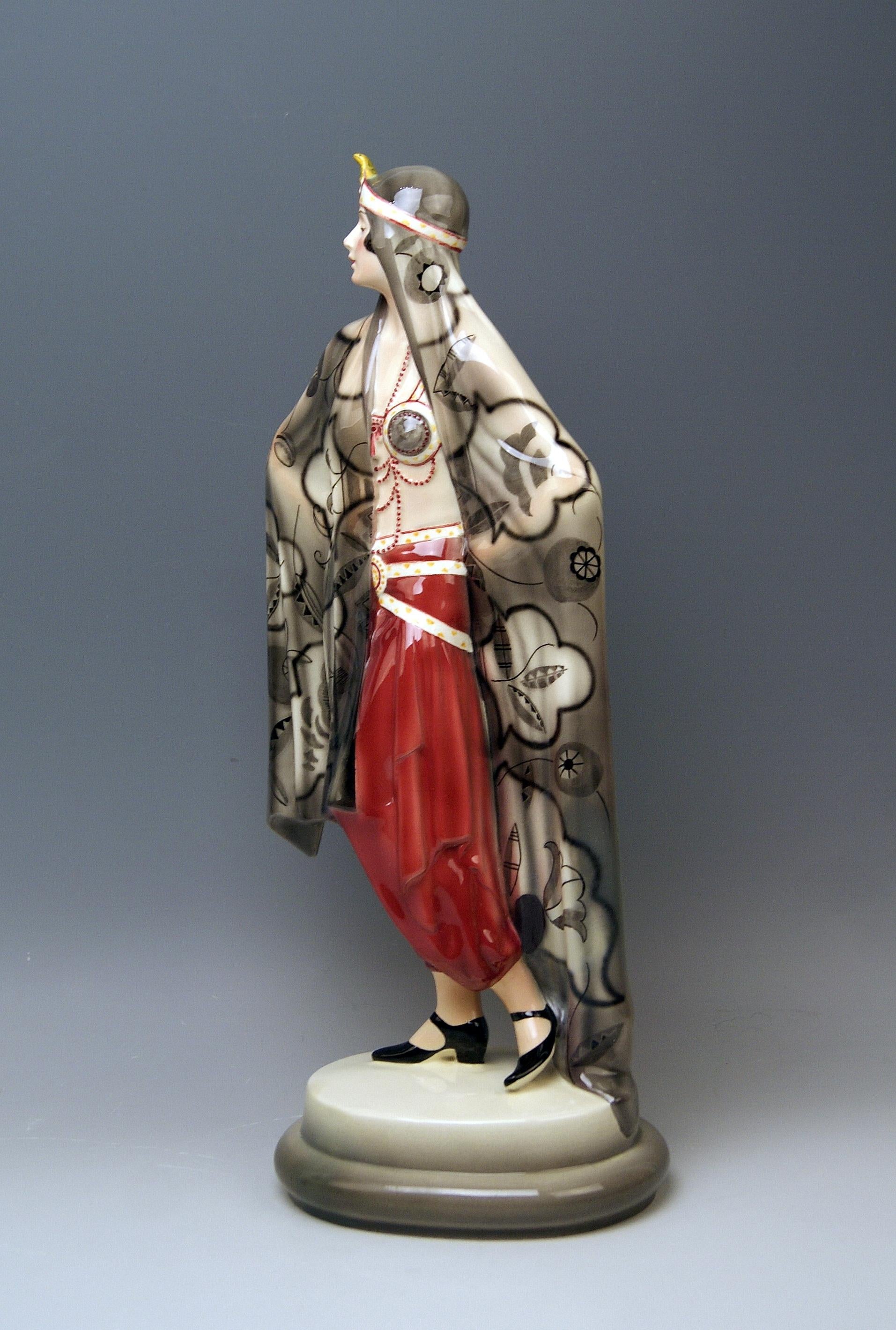 Art Deco Goldscheider Vienna Lady Aida Odalisque Model 5281 Josef Lorenzl Made 1925-1930