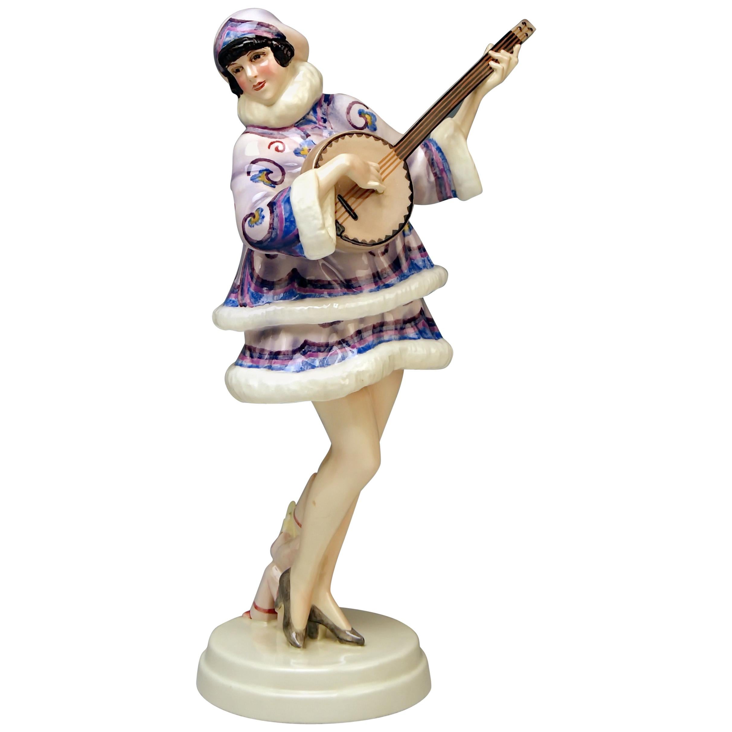 Goldscheider Vienna Lady Banjo Player Zerline Balten Dakon Model 5659 circa 1930