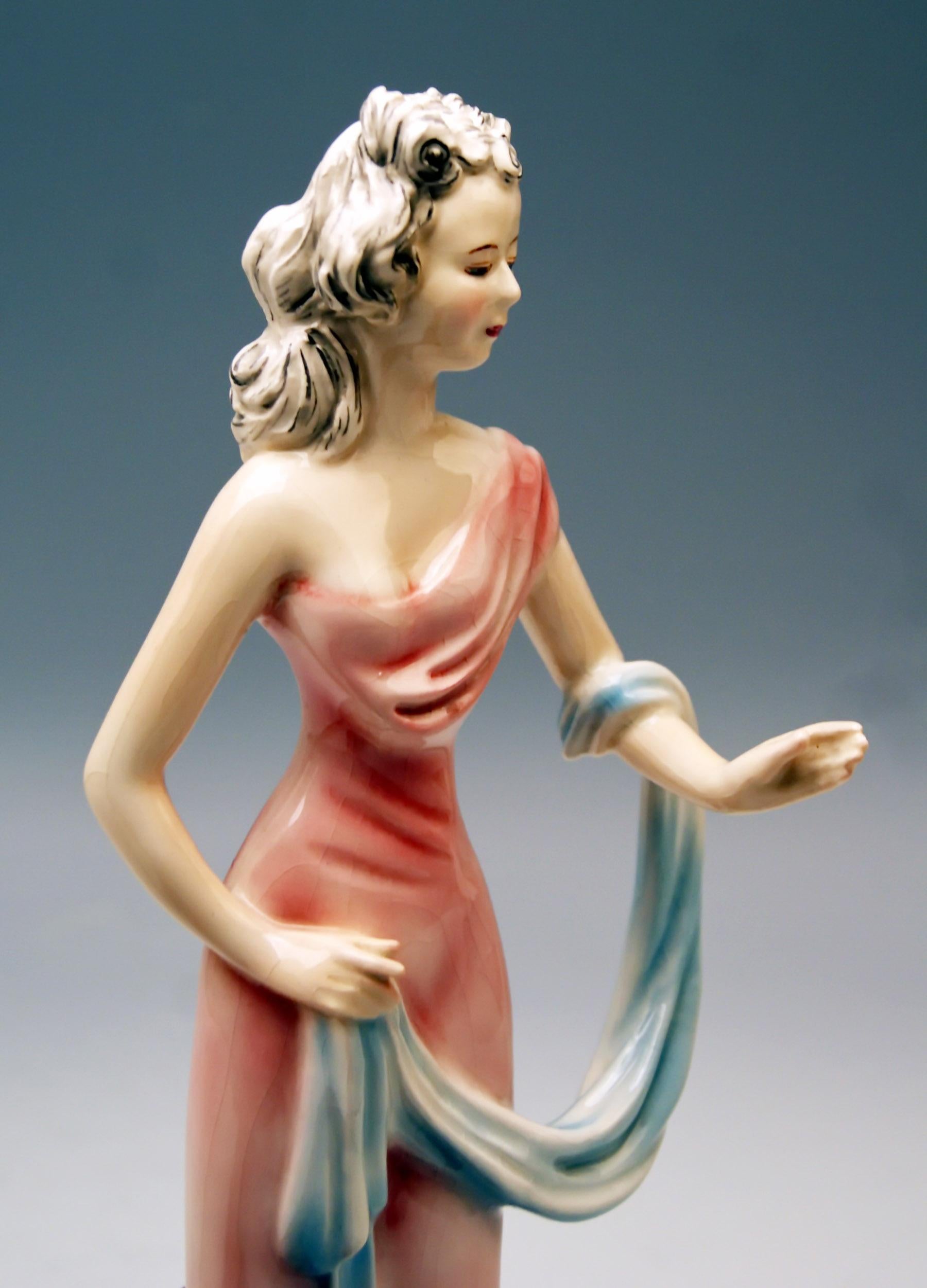 Mid-20th Century Goldscheider Vienna Lady Clad in Long Dress Model 8896 Made, circa 1937 For Sale
