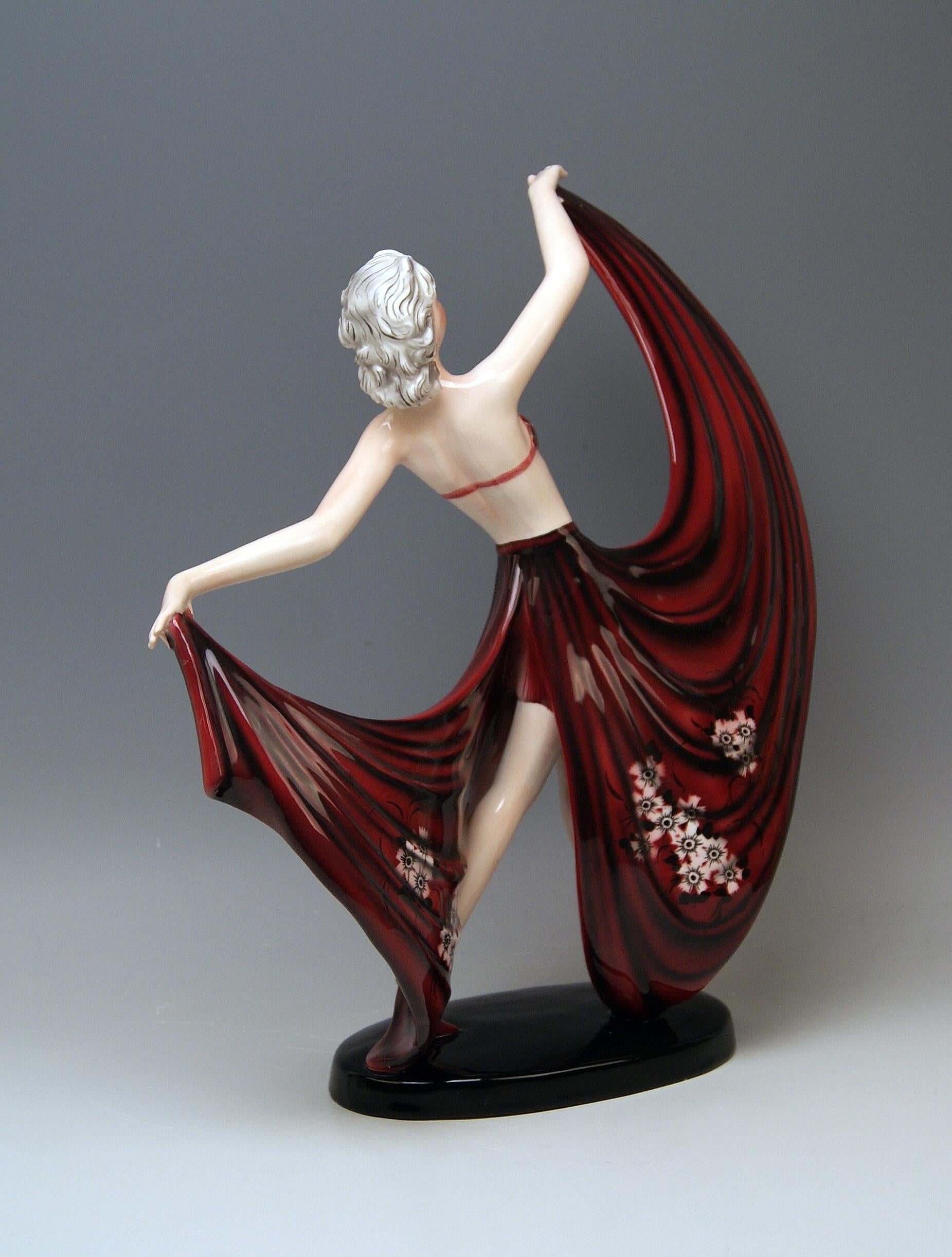 Art Deco Goldscheider Vienna Lady Dancer Champagner Model 7857 Stephan Dakon Made 1938