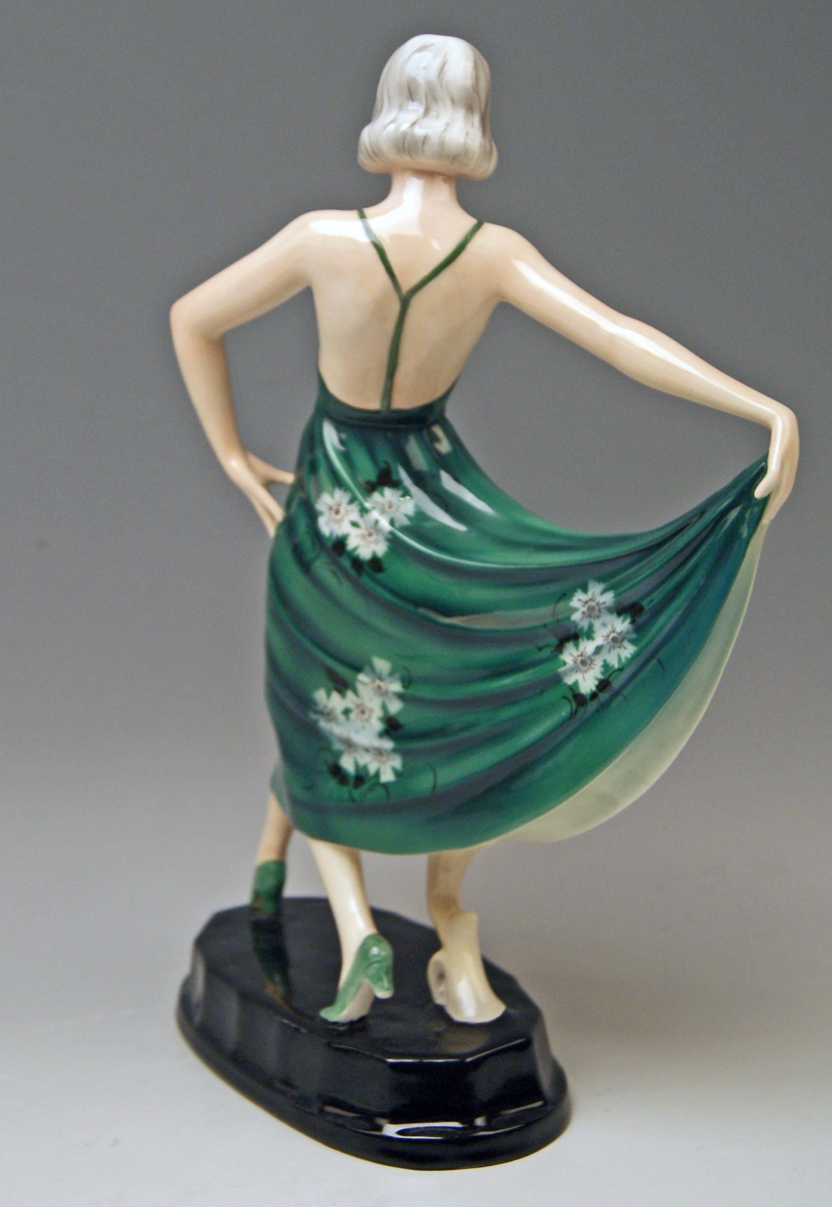 Art Deco Goldscheider Vienna Lady Dancer Model 6754 Stephan Dakon, Made 1936-1937