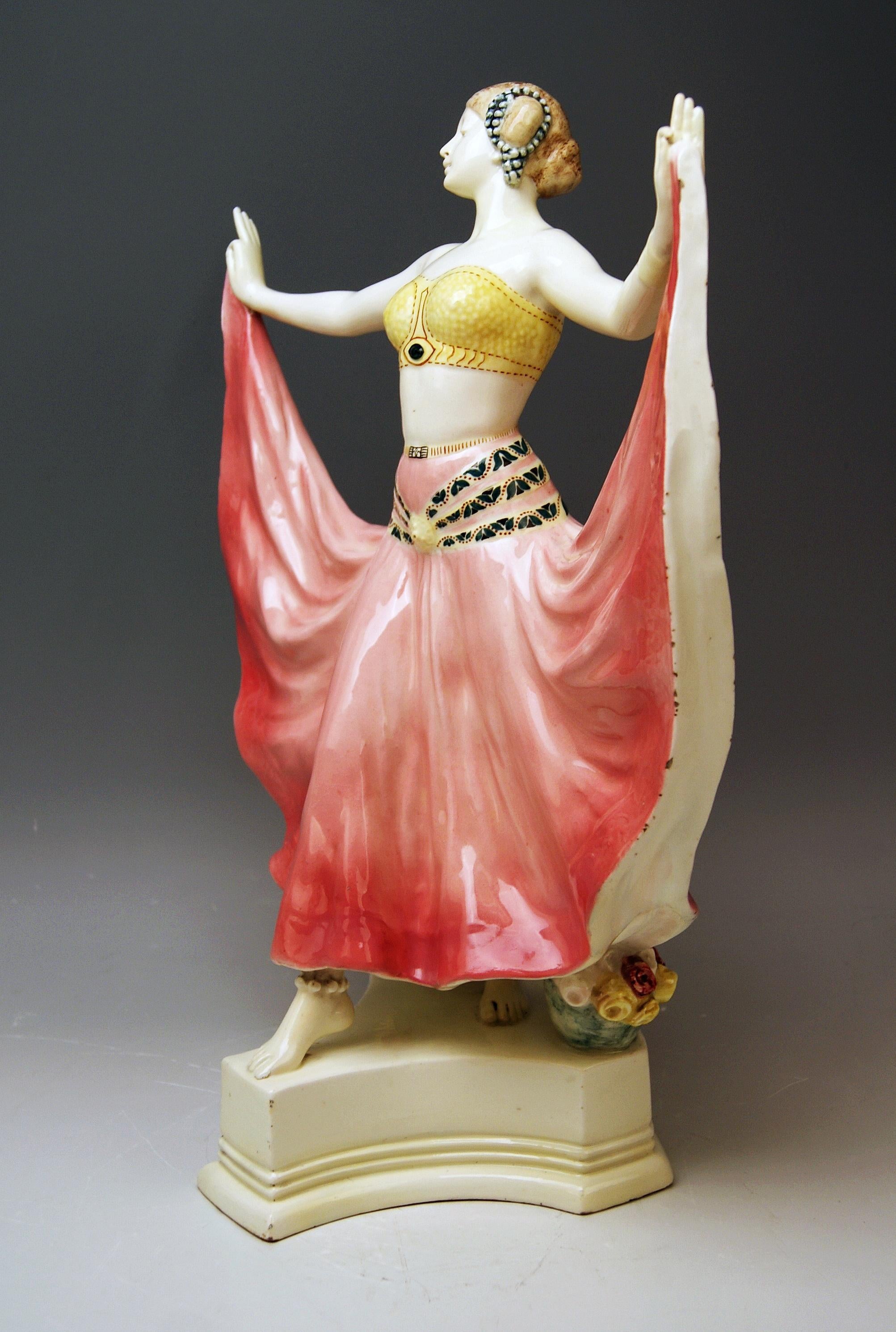 Art Nouveau Goldscheider Vienna Lady Dancer Ruth, Rosé Model 4141 Early Made circa 1912-1913