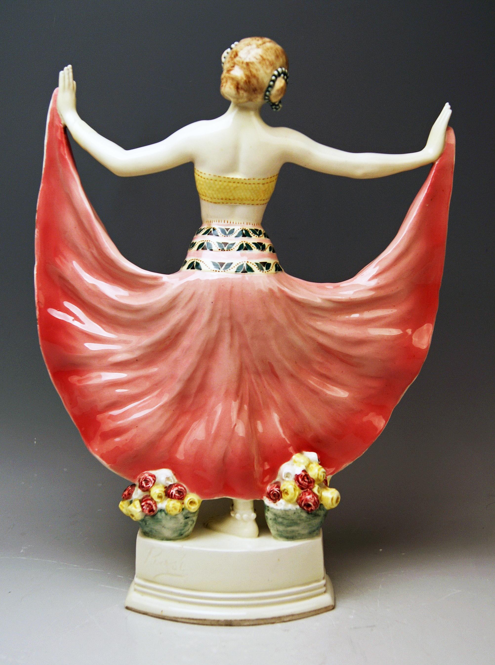 Austrian Goldscheider Vienna Lady Dancer Ruth, Rosé Model 4141 Early Made circa 1912-1913