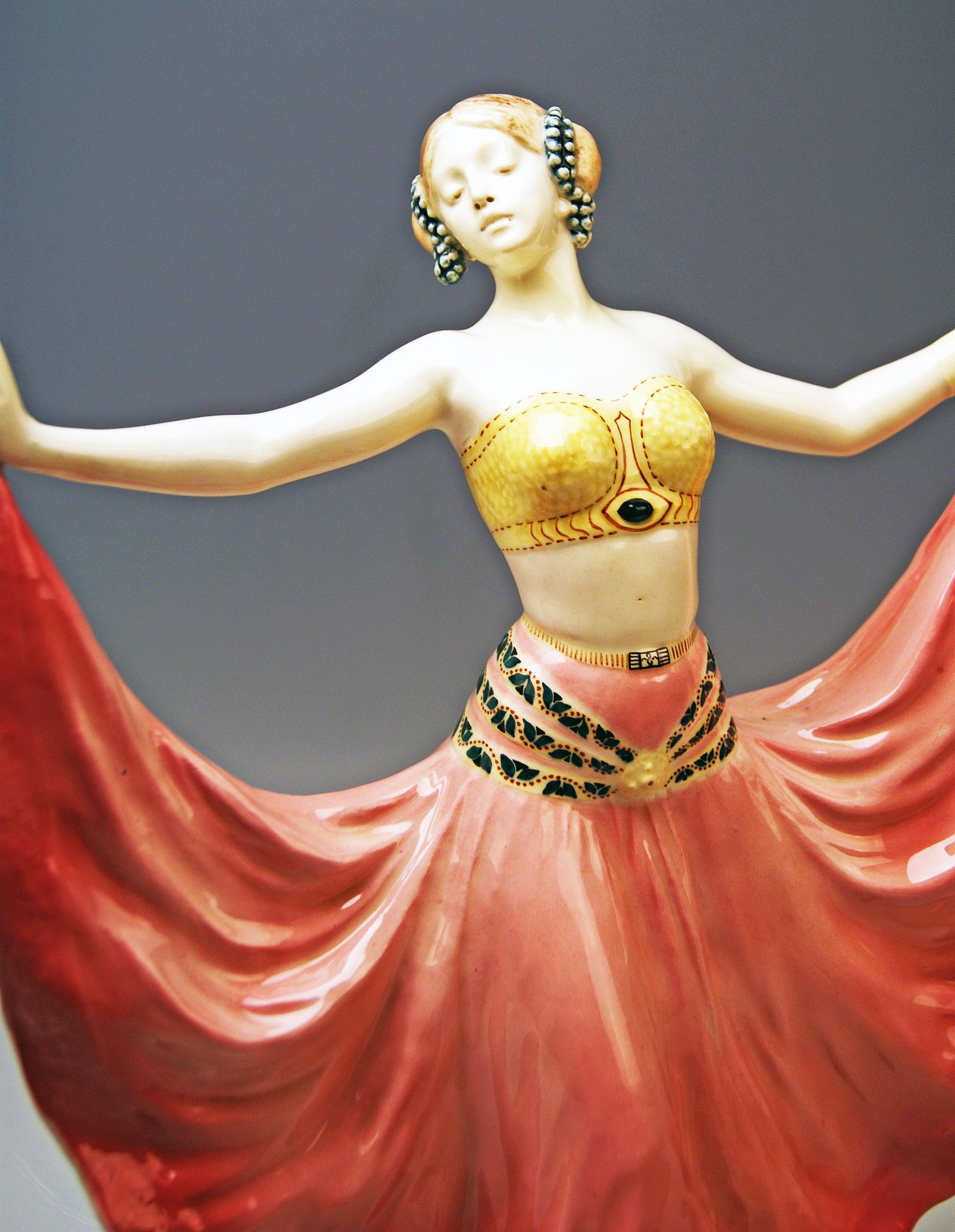 Hand-Painted Goldscheider Vienna Lady Dancer Ruth, Rosé Model 4141 Early Made circa 1912-1913