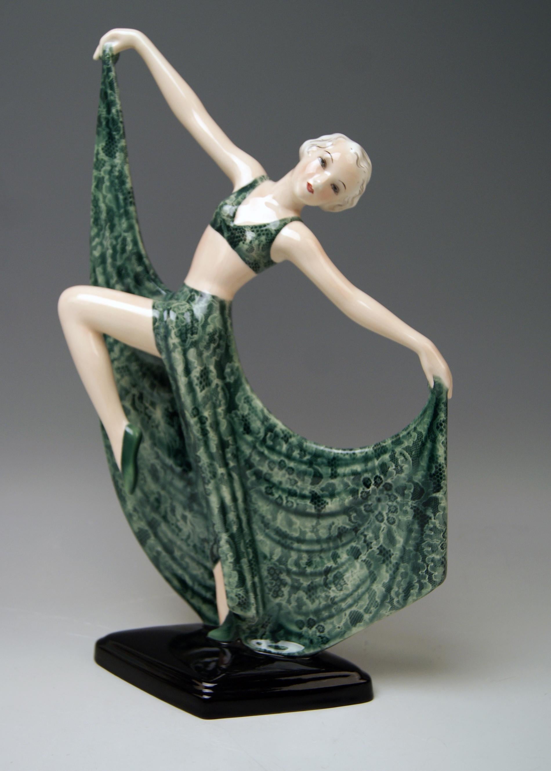 Art Deco Goldscheider Vienna Lady Dancer Skirt Lace Pattern Model 7053 Lorenzl