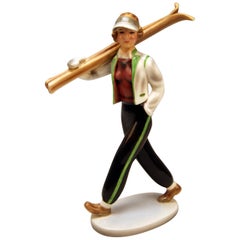 Goldscheider Vienna Lady Skier Model 8346 by Stephan Dakon, circa 1938